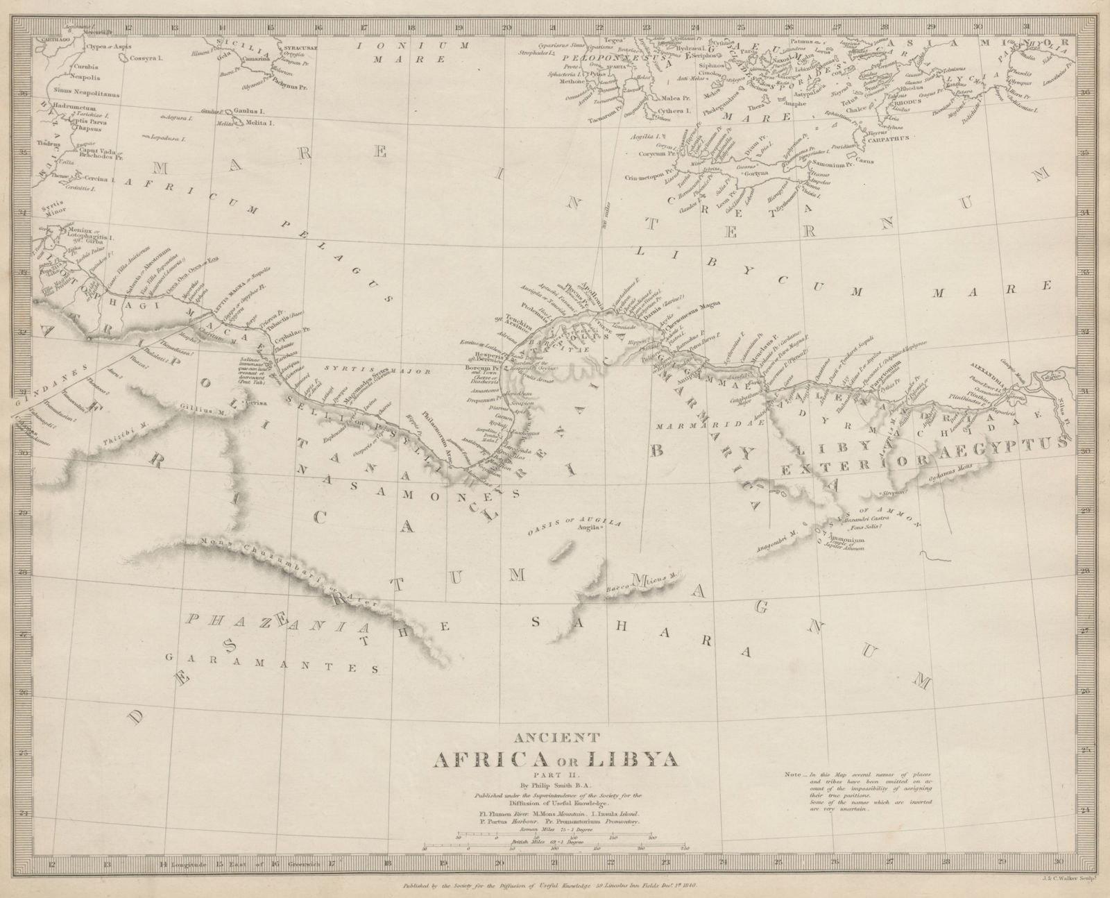 ANCIENT NORTH AFRICA. Syrtis Minor to Alexandria. Libya & Egypt. SDUK 1844 map