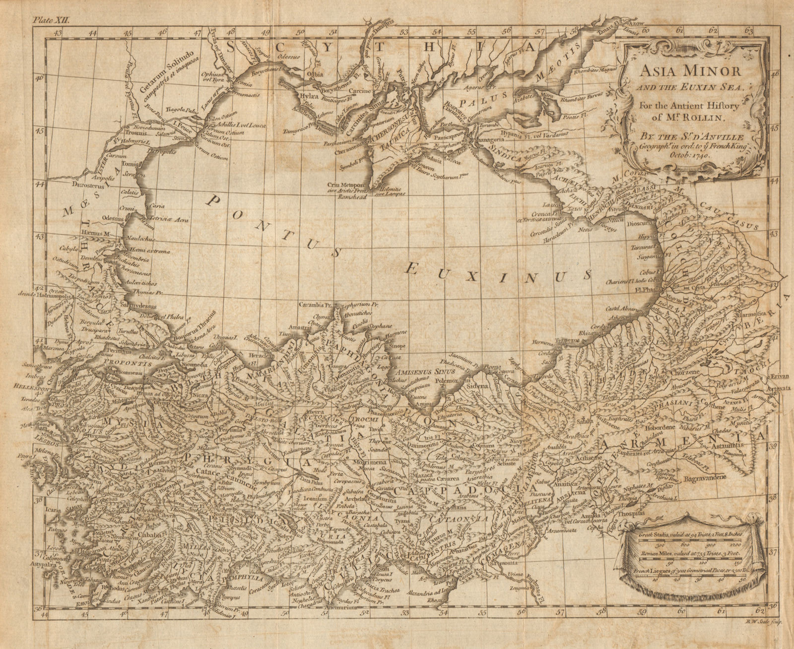Asia Minor and the Euxin Sea. Turkey / Anatolia & the Black Sea. SEALE 1740 map