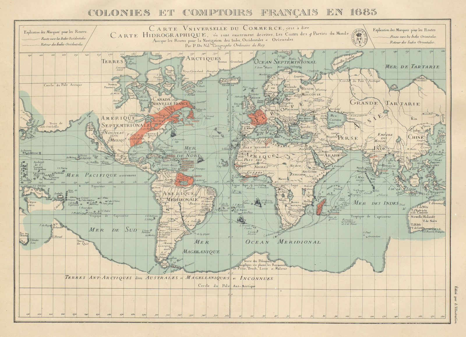 Associate Product FRENCH COLONIES & TRADING POSTS 1683. Colonies et comptoirs Français 1931 map