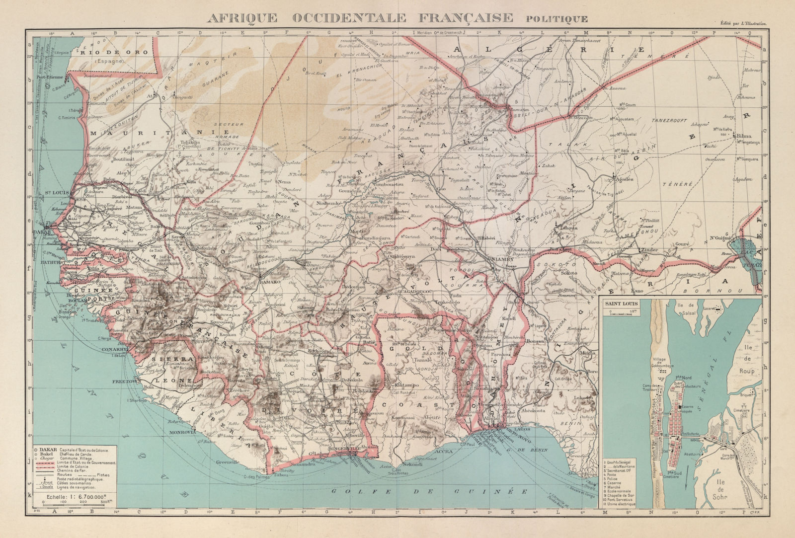 Associate Product FRENCH WEST AFRICA. Afrique Occidentale Française. Saint-Louis, Senegal 1931 map