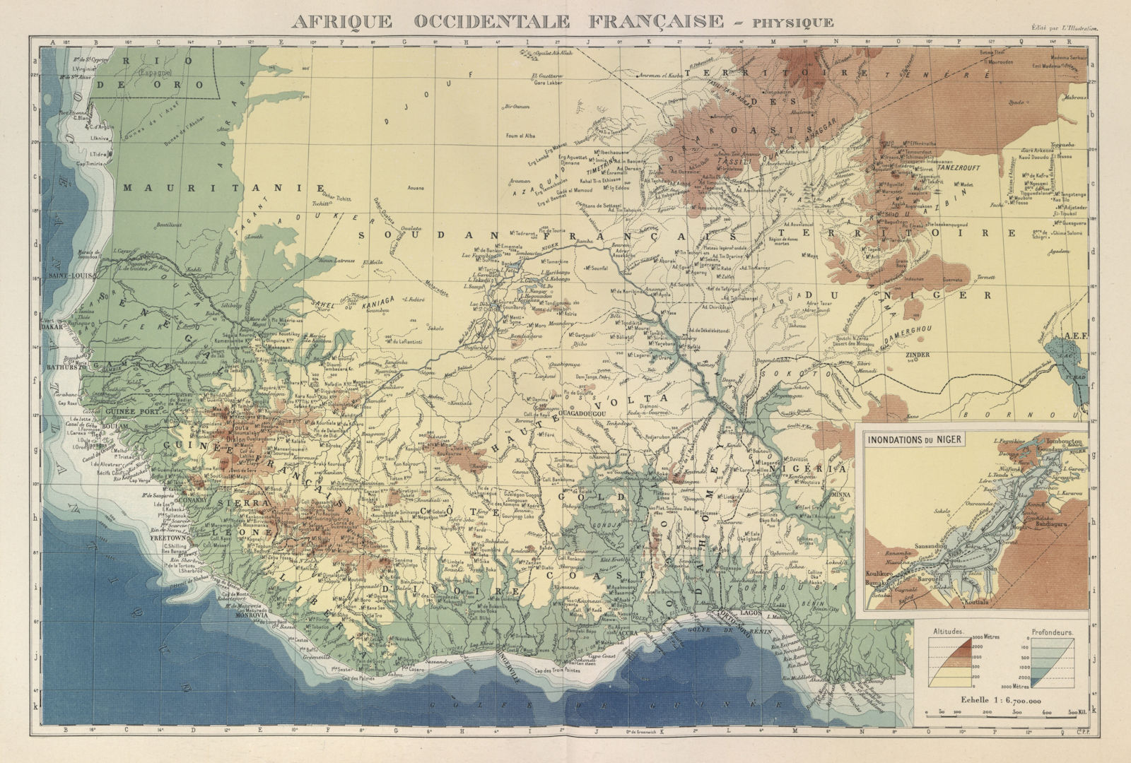 Associate Product FRENCH WEST AFRICA. Afrique Occidentale Française. Plan of Niger floods 1931 map