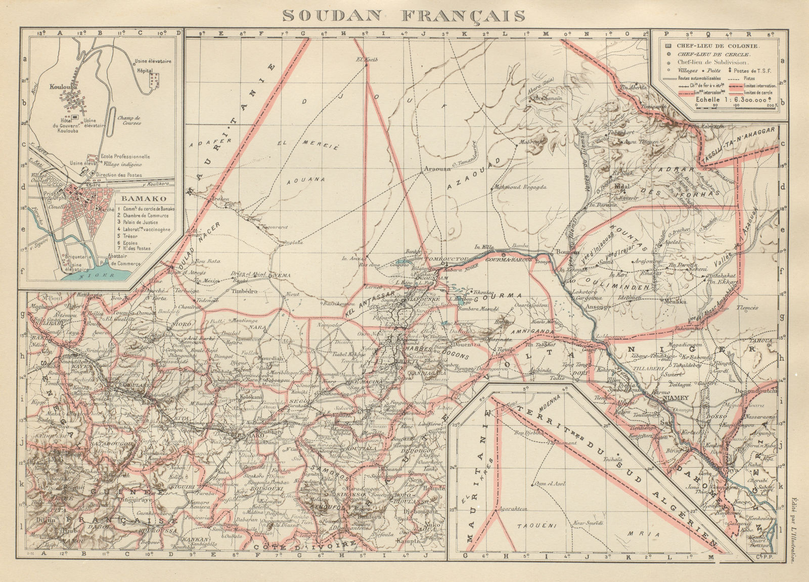 Associate Product FRENCH SUDAN (Now Mali). Soudan Français. Bamako city plan de la ville 1931 map