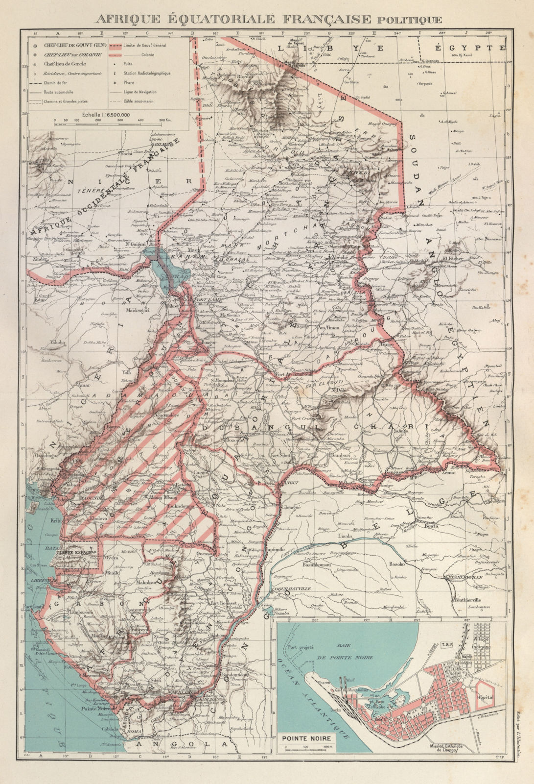 Associate Product FRENCH EQUATORIAL AFRICA. Afrique équatoriale française.  Pointe Noire 1931 map