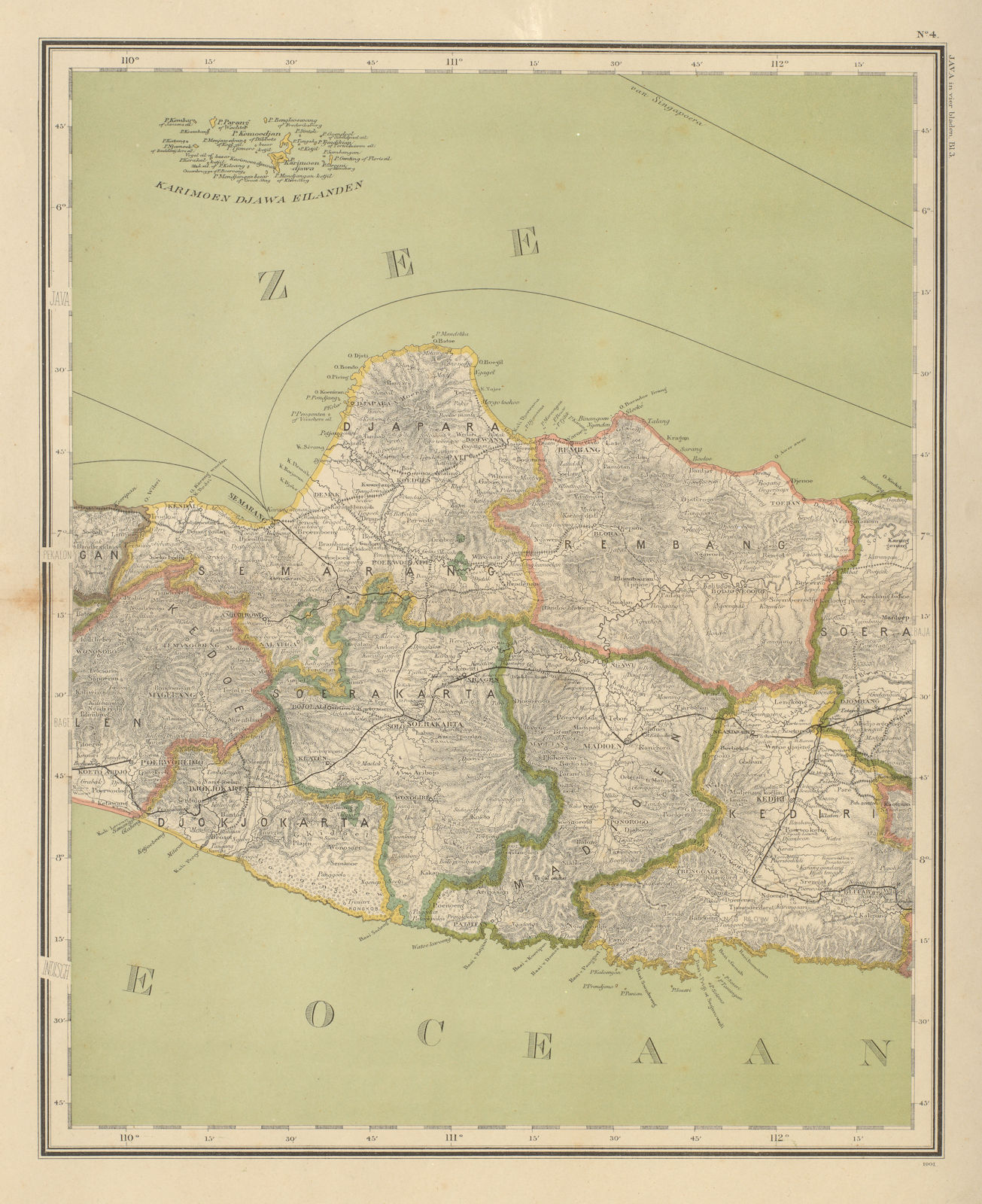 DUTCH EAST INDIES. Indonesia. JAVA. Yogyakarta Semarang. DORNSEIFFEN 1902 map
