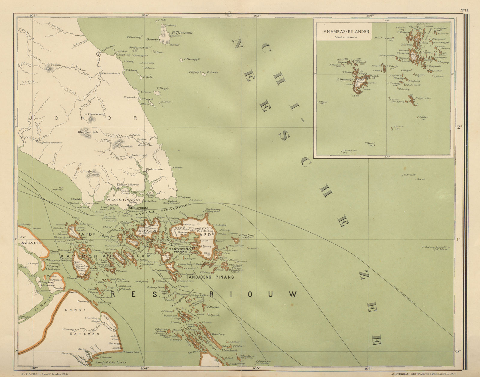 Associate Product SINGAPORE & DUTCH EAST INDIES Riau islands SUMATRA Malaya DORNSEIFFEN 1902 map