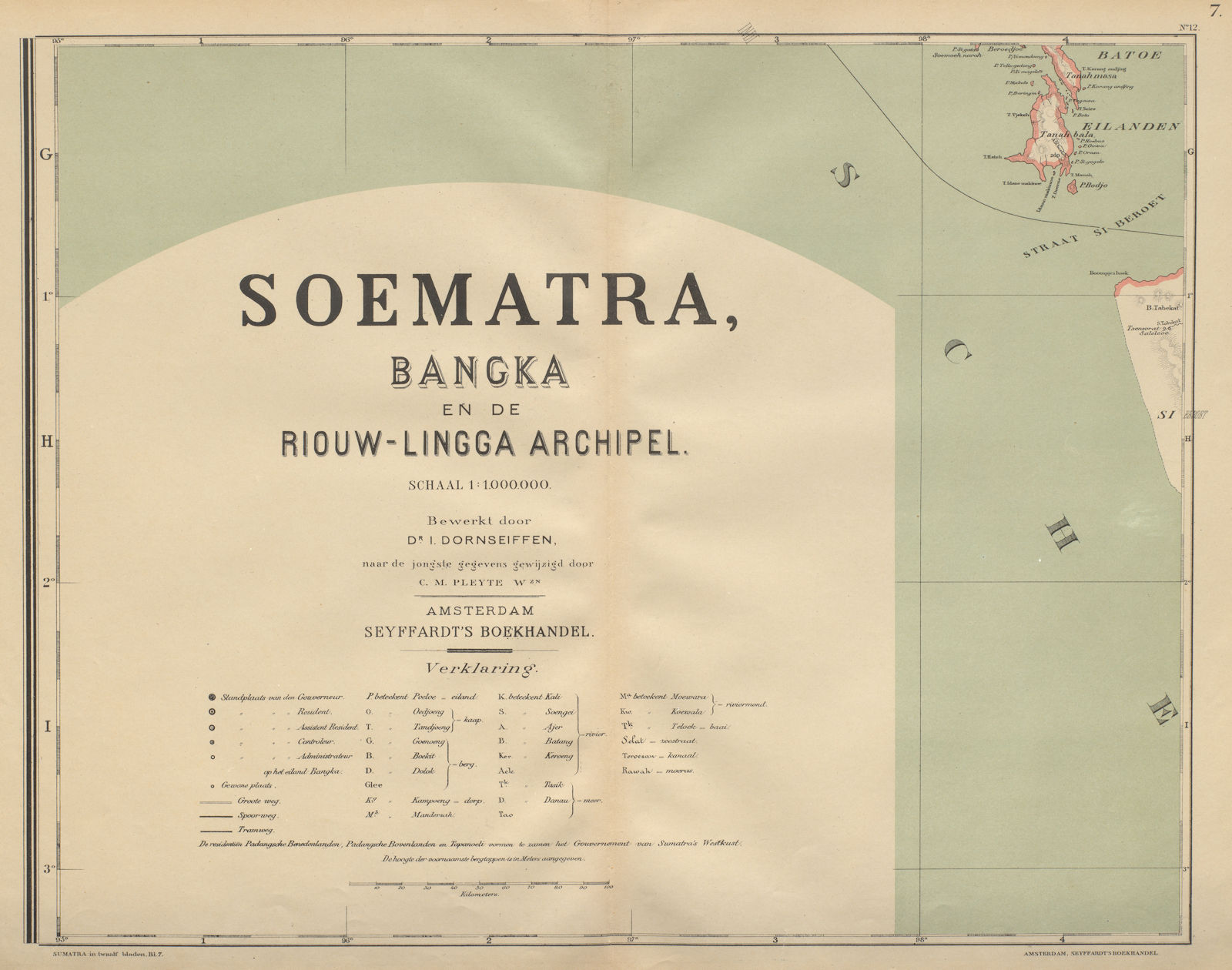 DUTCH EAST INDIES Indonesia SUMATRA Batu islands Siberut DORNSEIFFEN 1902 map