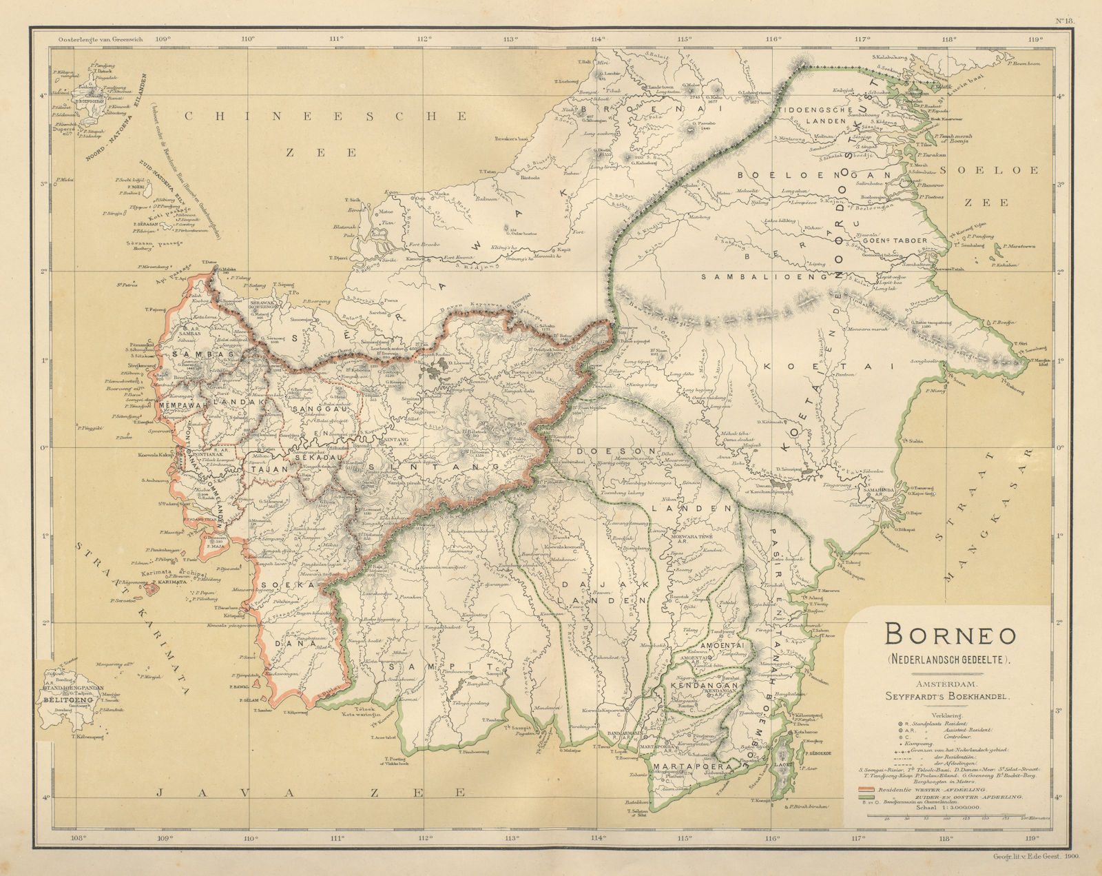 Associate Product DUTCH EAST INDIES Indonesia BORNEO Kalimantan Sarawak DORNSEIFFEN 1902 old map