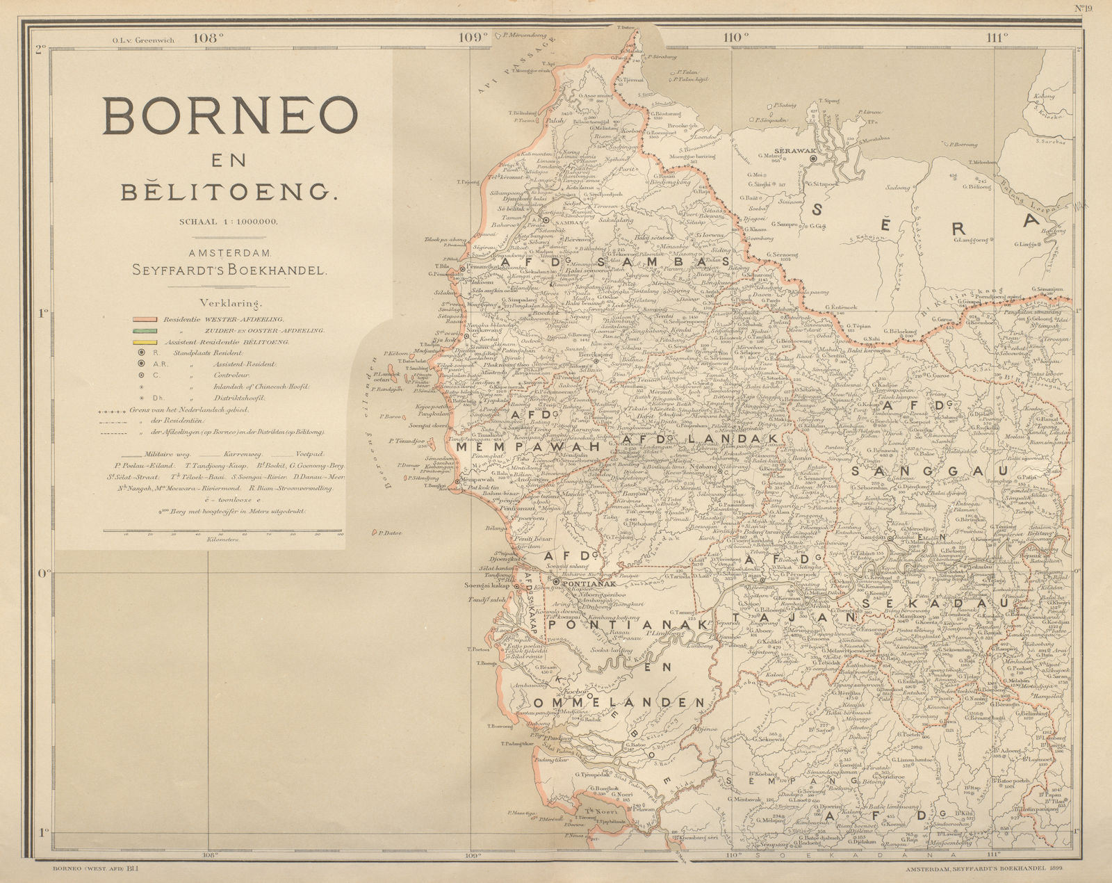 Associate Product DUTCH EAST INDIES Borneo West Kalimantan Indonesia DORNSEIFFEN 1902 old map