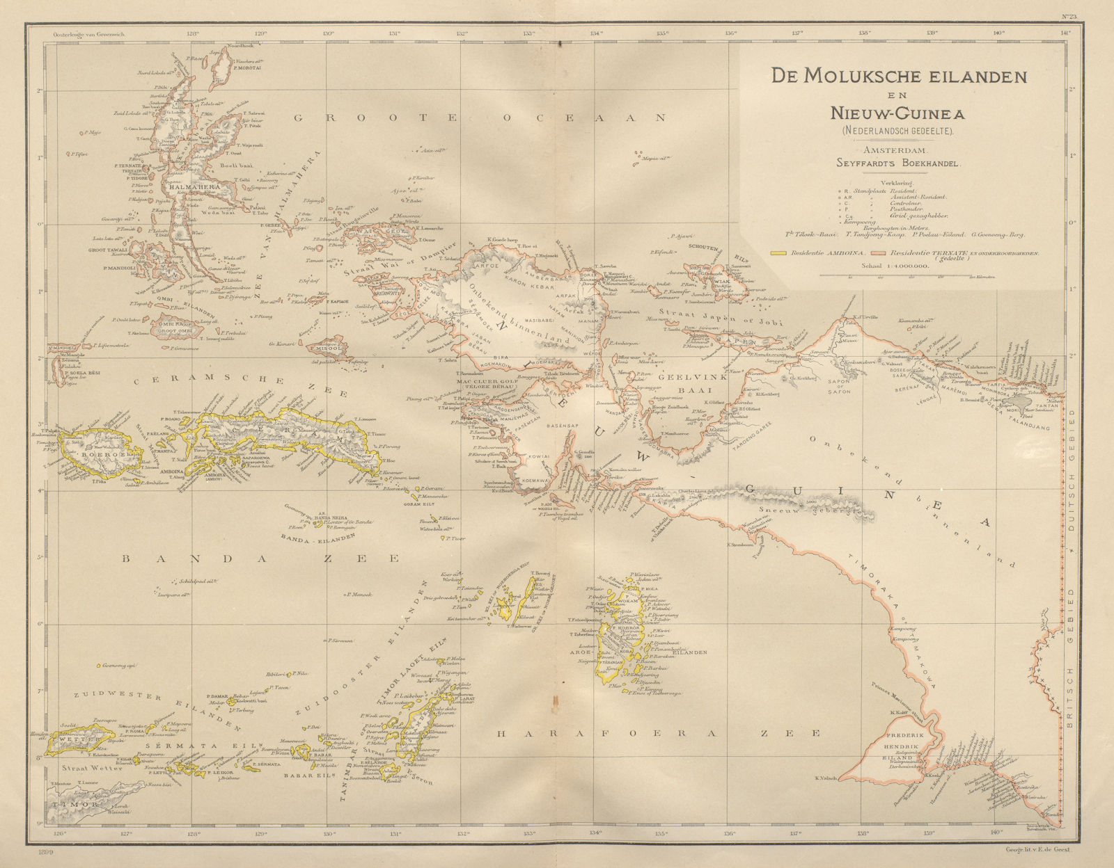 DUTCH EAST INDIES Moluccas Maluku Papua New Guinea DORNSEIFFEN 1902 old map