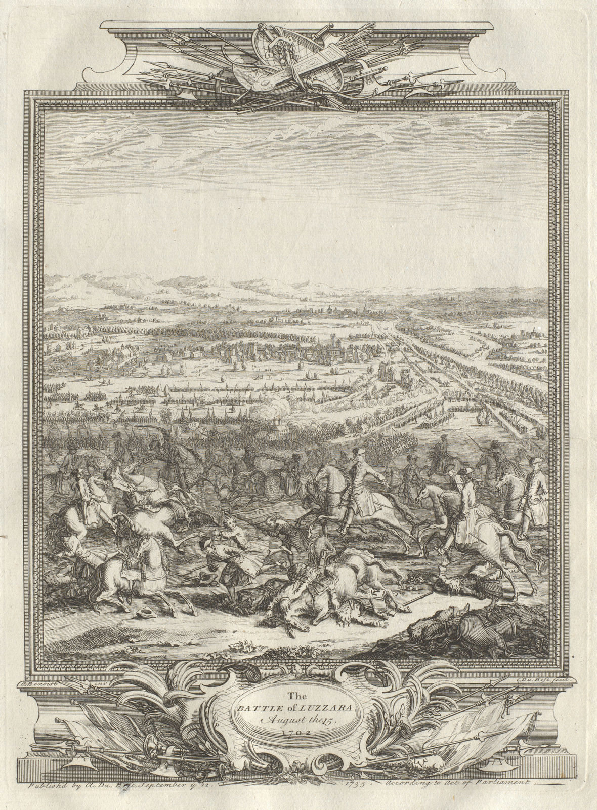 Associate Product The Battle of Luzzara August the 15, 1702. Reggio Emilia, Italy 1736 old print