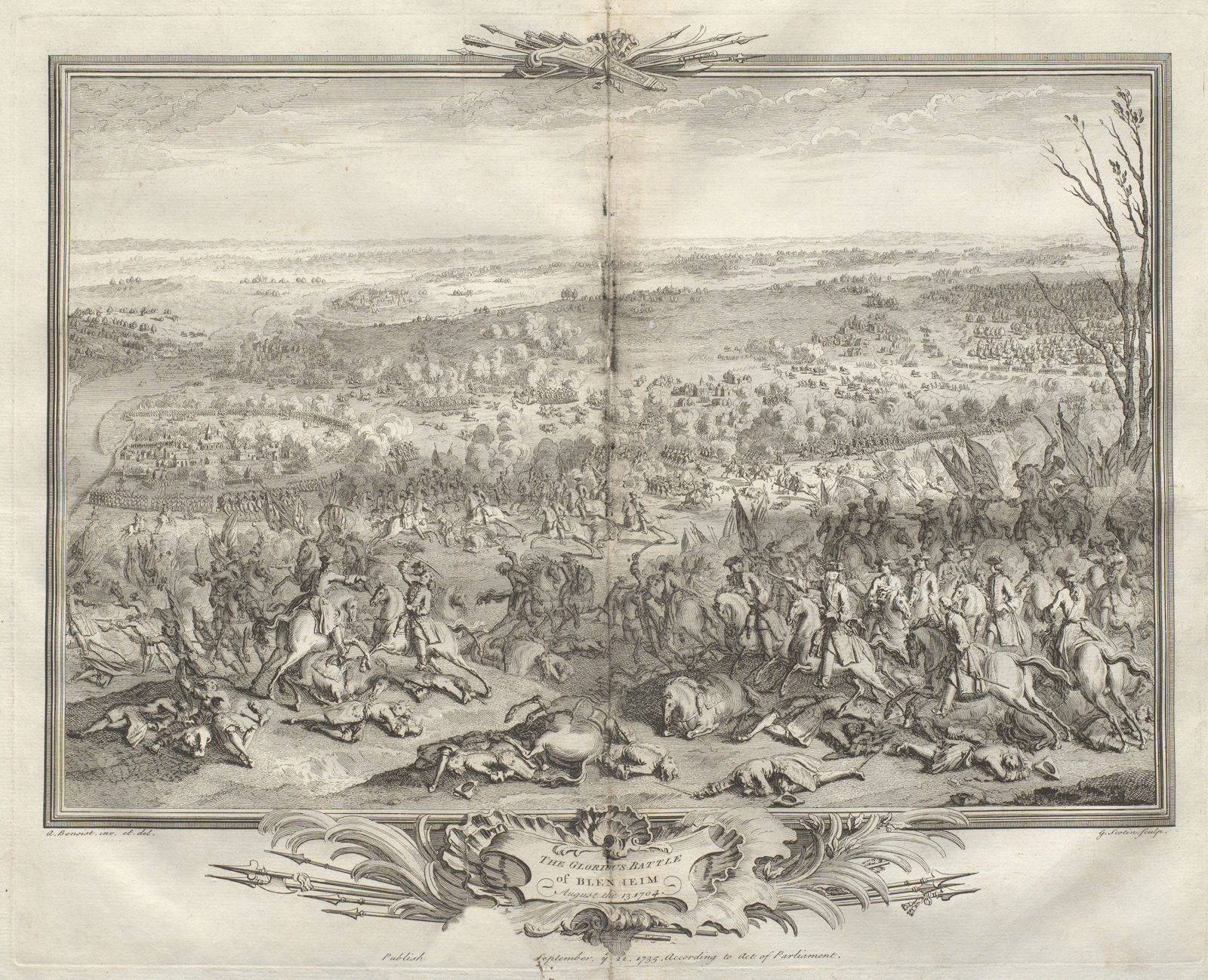 The glorious Battle of Blenheim August the 13, 1704. Germany. Höchstädt 1736