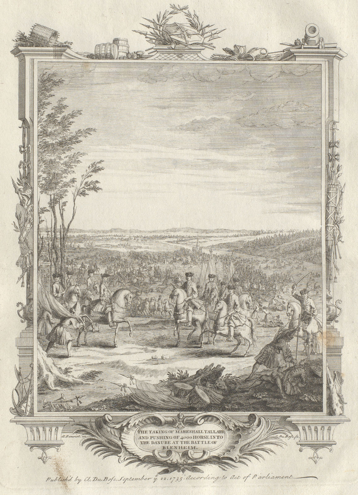 Battle of Blenheim/Höchstädt 1704. Tallard's capture. 4000 horsemen drowned 1736