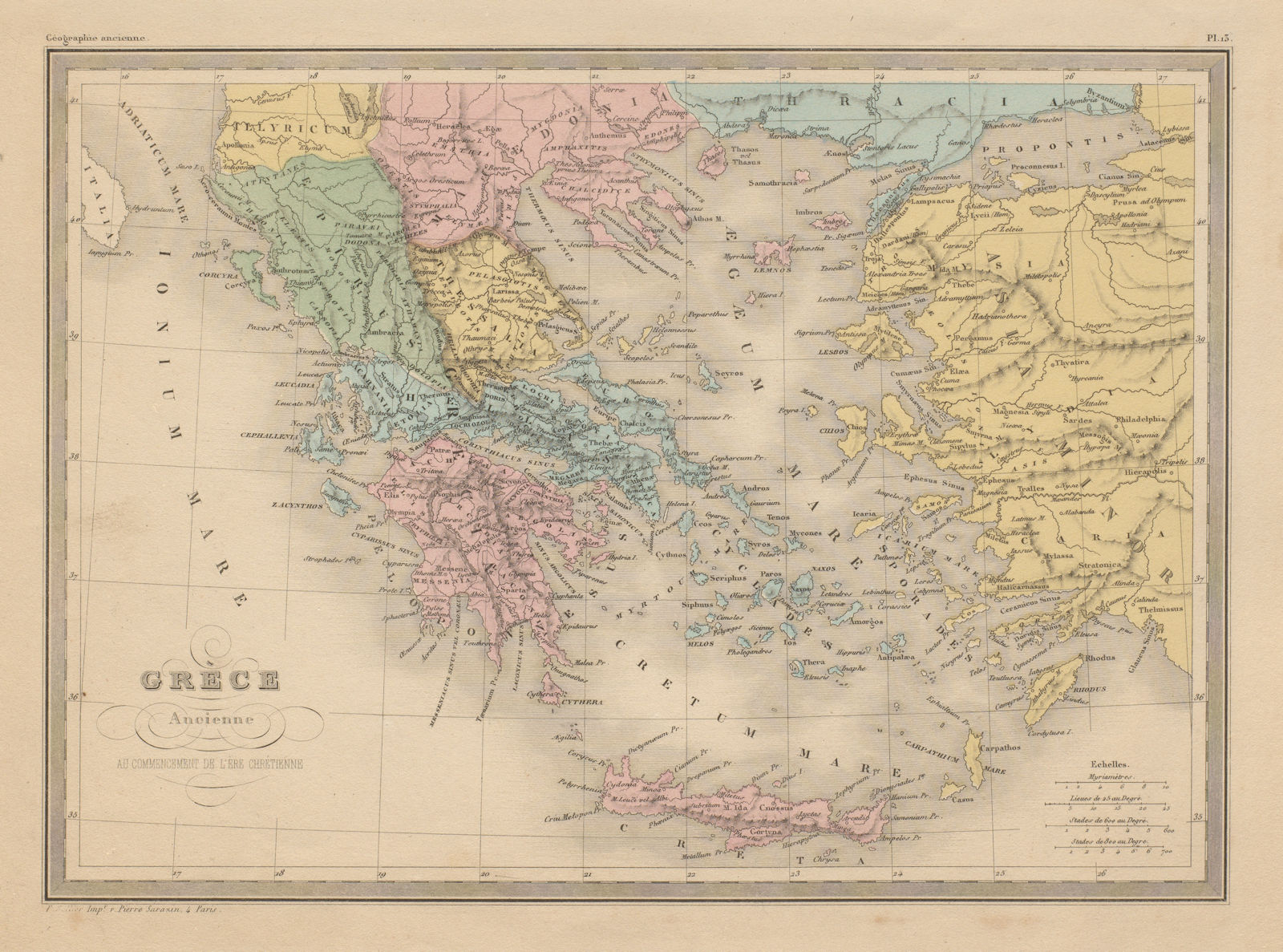 Grèce Ancienne. Ancient Greece at start of Christian era. MALTE-BRUN c1871 map