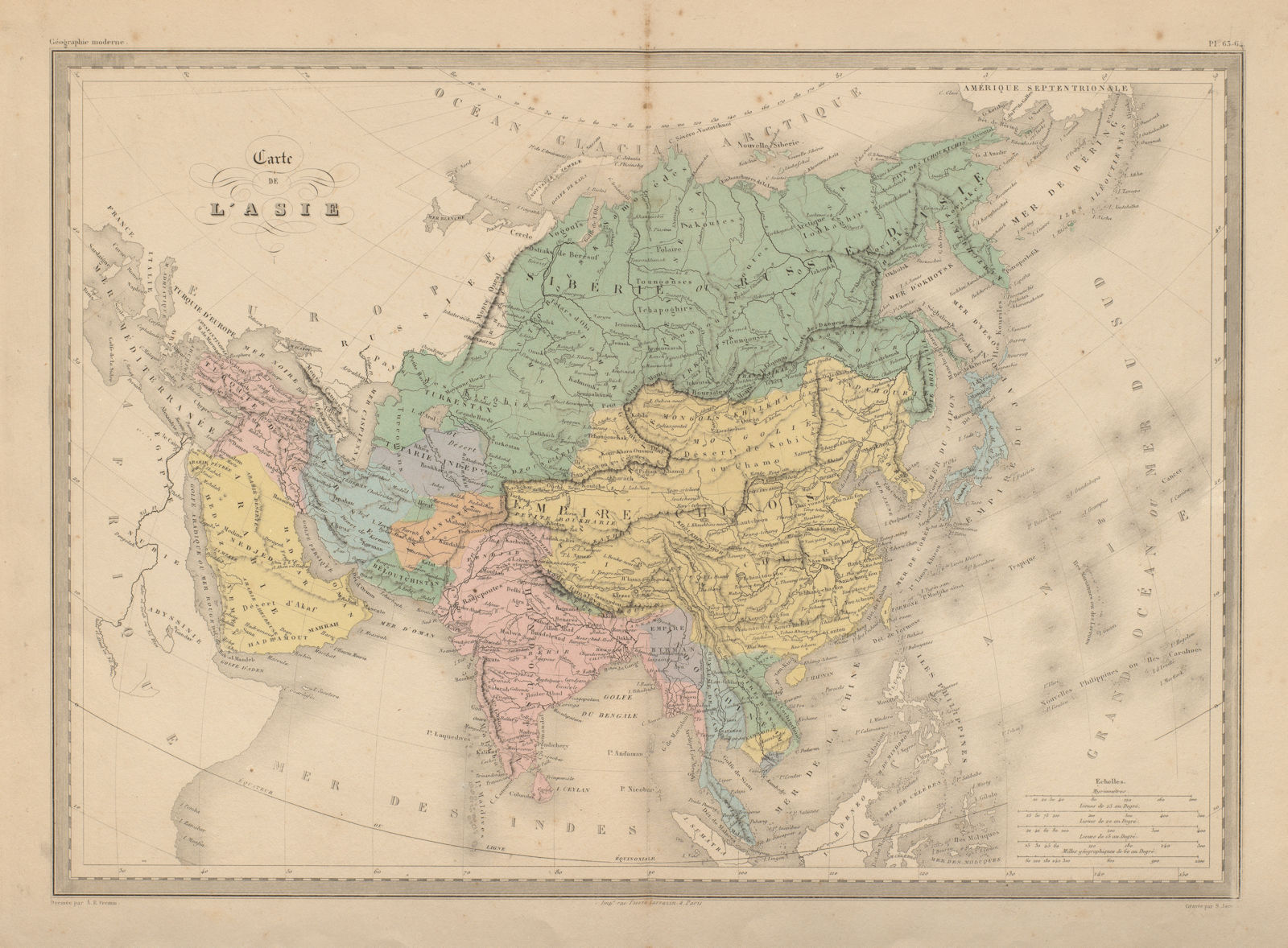 Carte de L'Asie. Asia. China India persia Arabia Indochina. MALTE-BRUN c1871 map