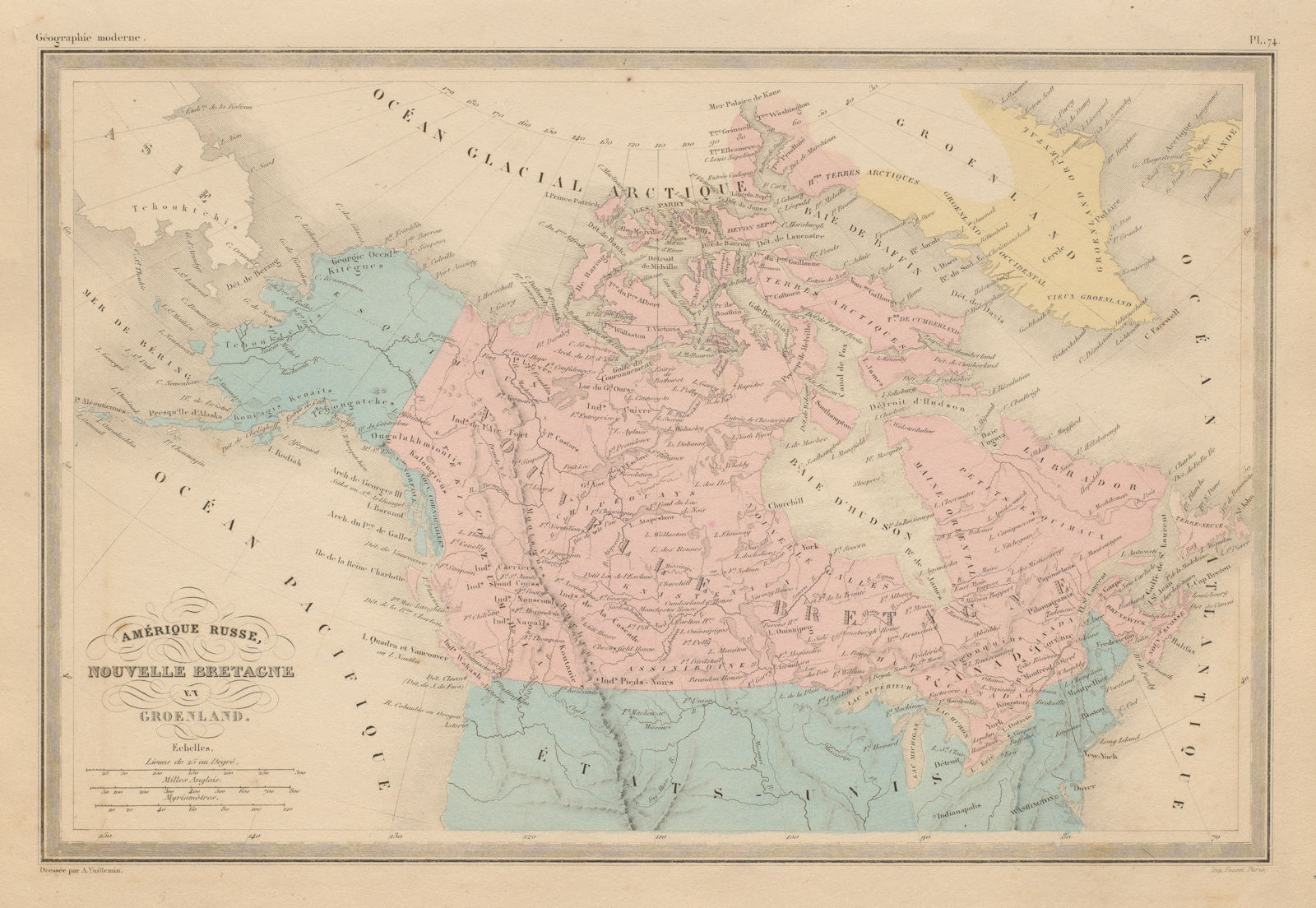 Associate Product Amérique Russe, Nouvelle Bretagne… Russian Alaska Canada. MALTE-BRUN c1871 map