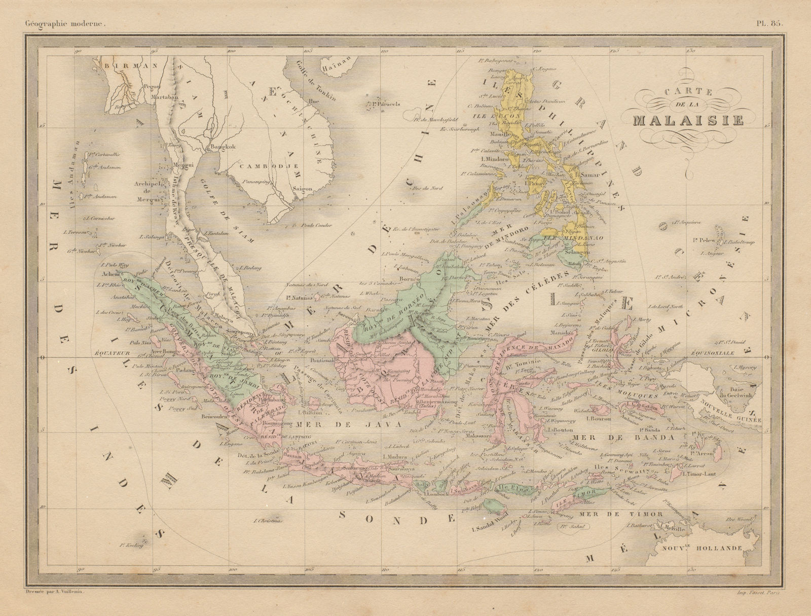 Carte de la Malaisie. Malaysia. Indonesia & Philippines. MALTE-BRUN c1871 map