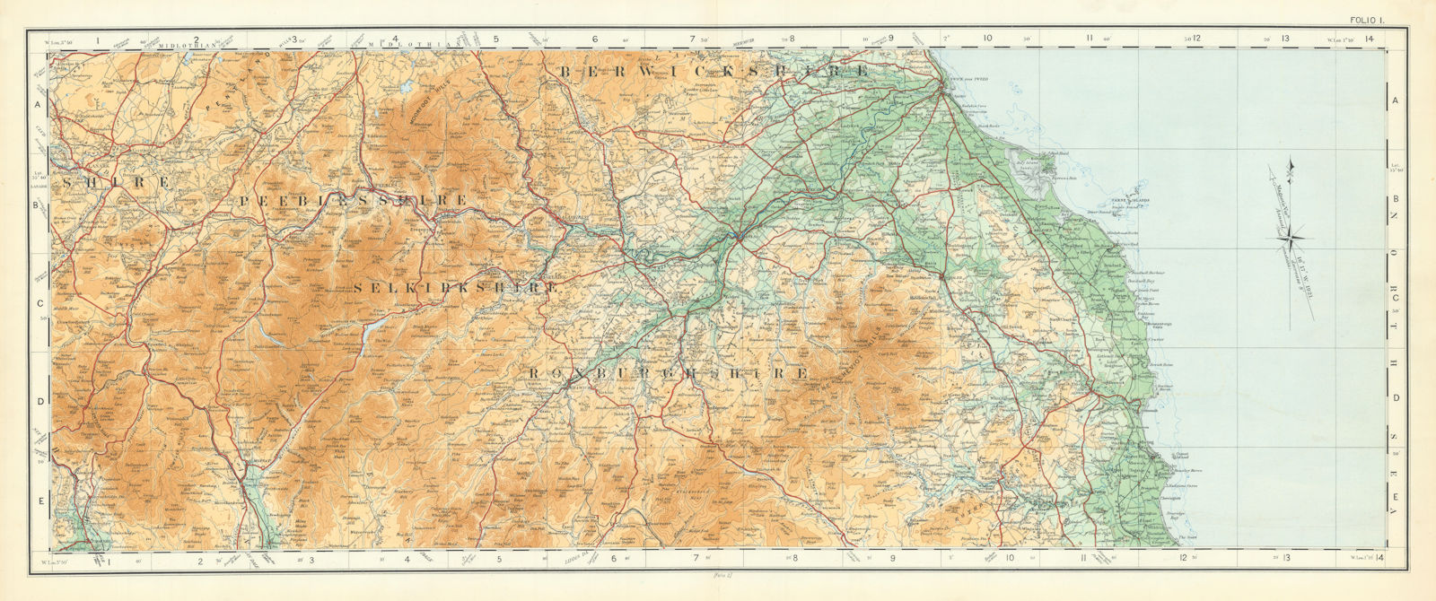 Scottish Borders Berwickshire Peebles Roxburgh Selkirk. ORDNANCE SURVEY 1922 map