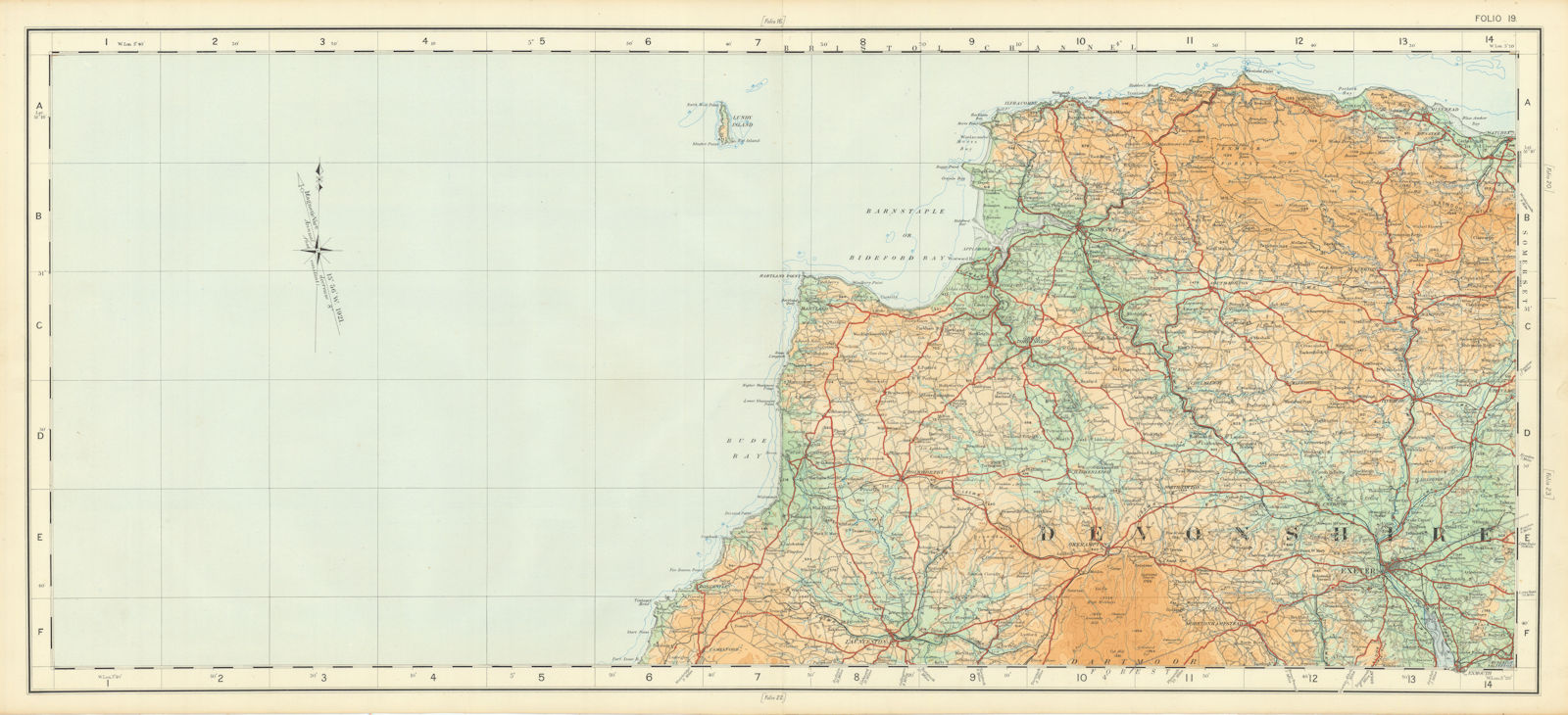 Associate Product Northern Devonshire Exmoor Bideford Bay Bude Bay. ORDNANCE SURVEY 1922 old map