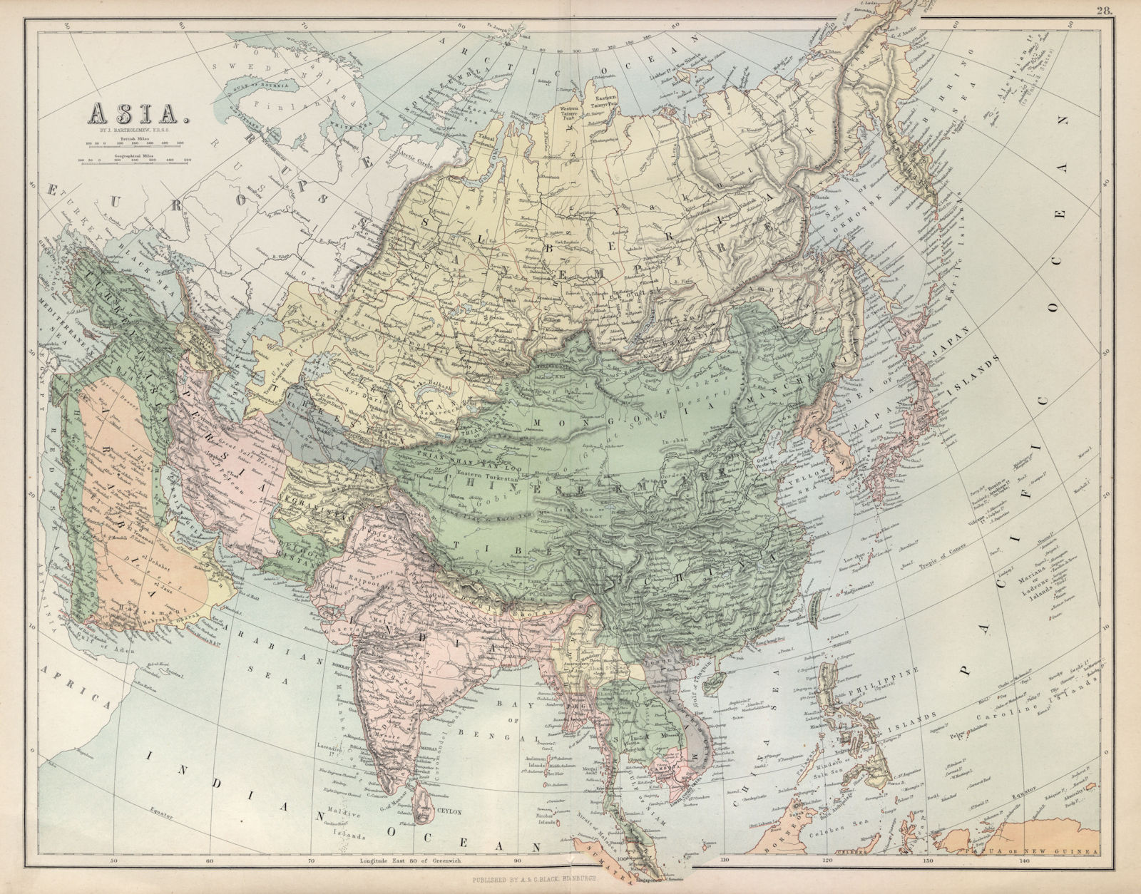 Asia. Arabia Siam China Anam Persia. Abu Thubbi (Abu Dhabi) BARTHOLOMEW 1882 map