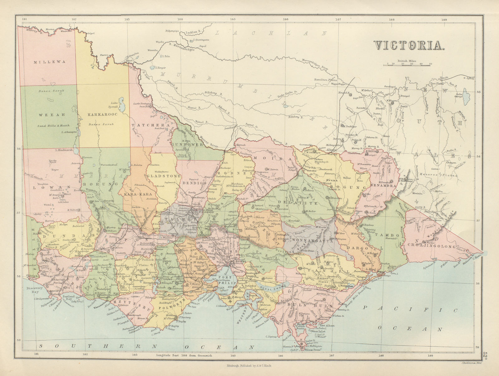 Associate Product Victoria. Australia. Railways. BARTHOLOMEW 1882 old antique map plan chart