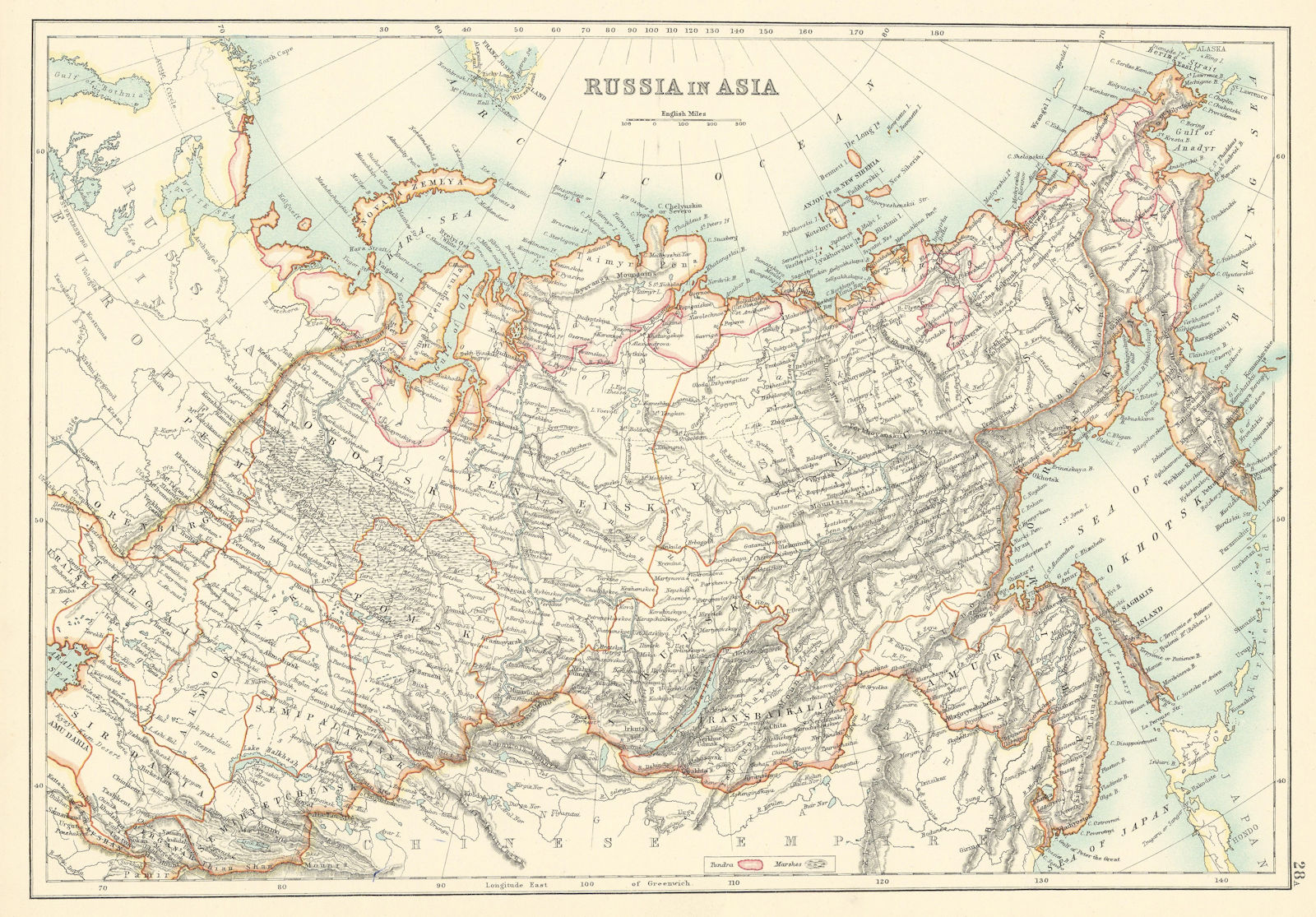Russia in Asia. Siberia & Central Asia. Sir Daria. BARTHOLOMEW 1898 old map