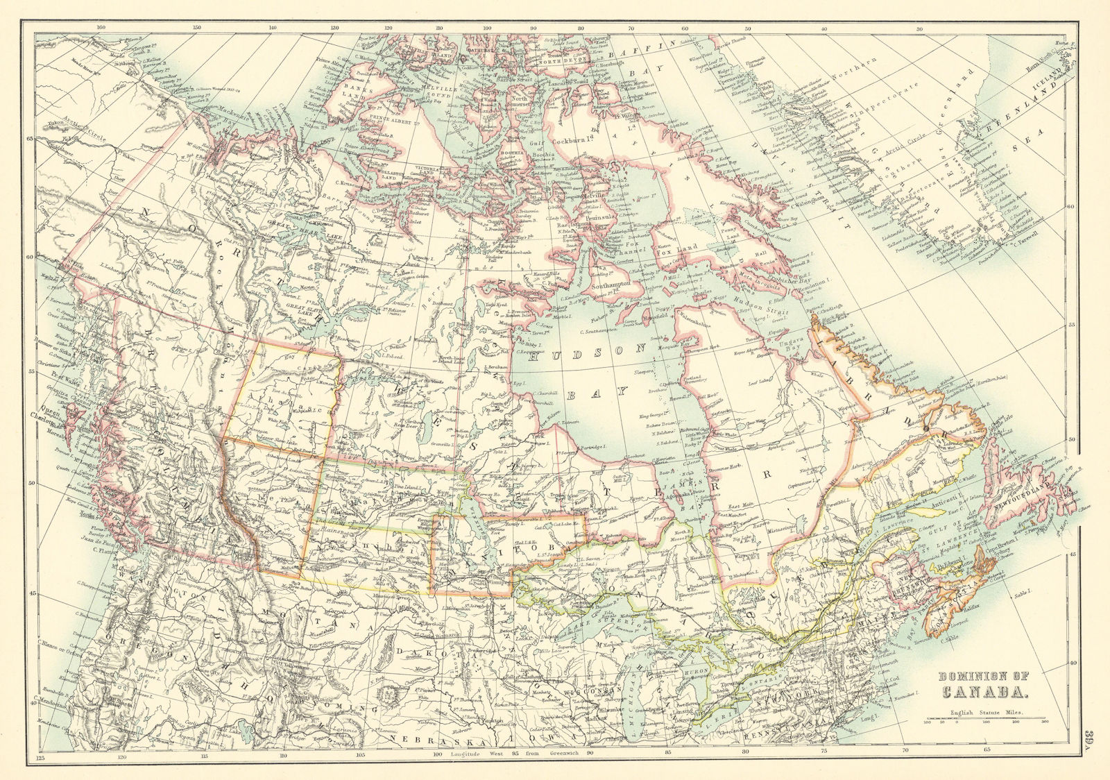 Associate Product Dominion of Canada. Athabasca Assiniboia. BARTHOLOMEW 1898 old antique map