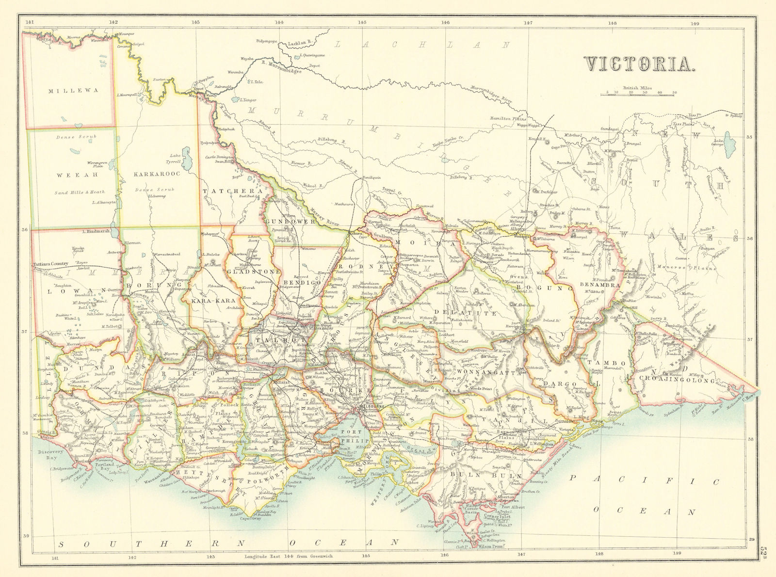 Victoria. Australia. Railways. BARTHOLOMEW 1898 old antique map plan chart