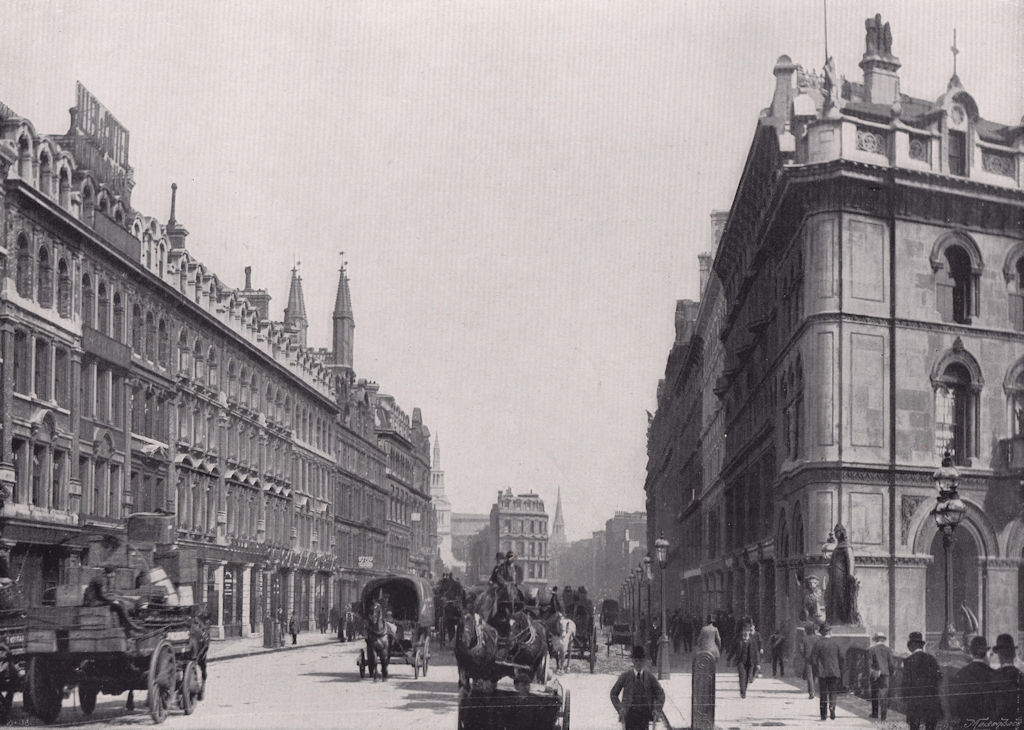 Holborn Viaduct - Looking Towards Newgate street. London 1896 old print