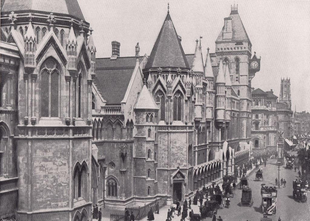 Associate Product Law Courts, looking East, showing Temple Bar & Fleet Street Beyond. London 1896