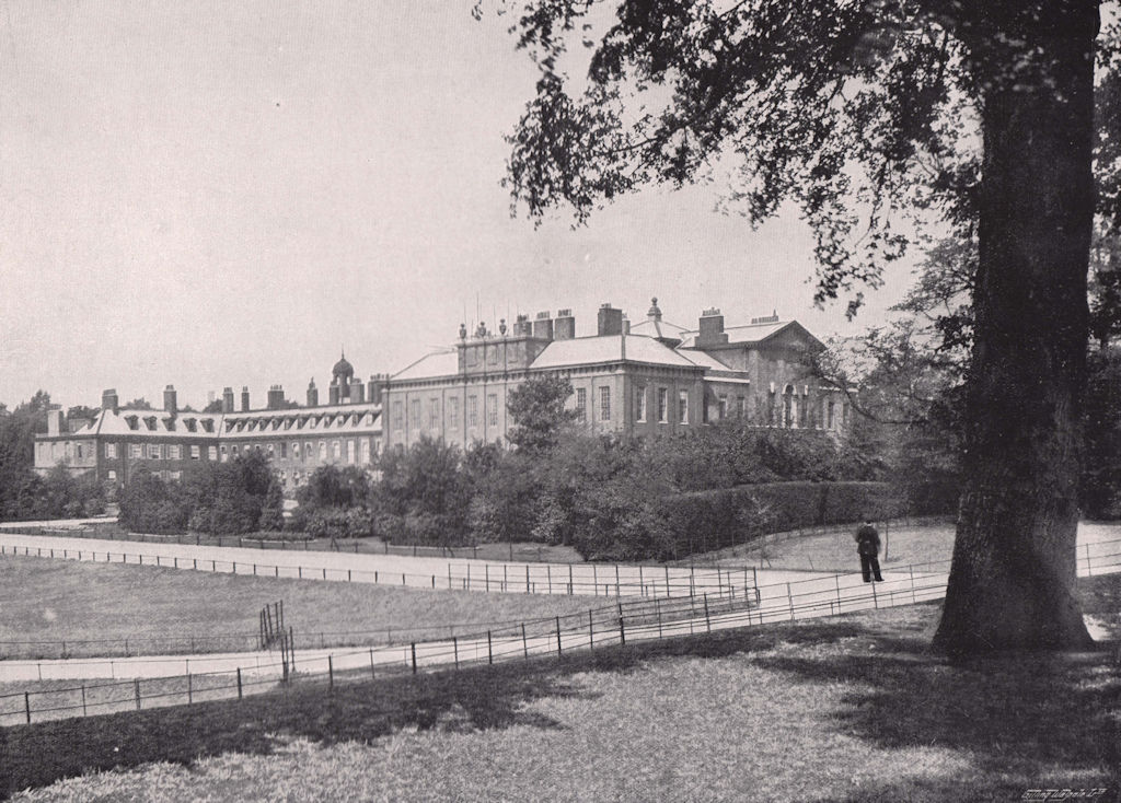 Kensington Palace - From the Gardens. London 1896 old antique print picture