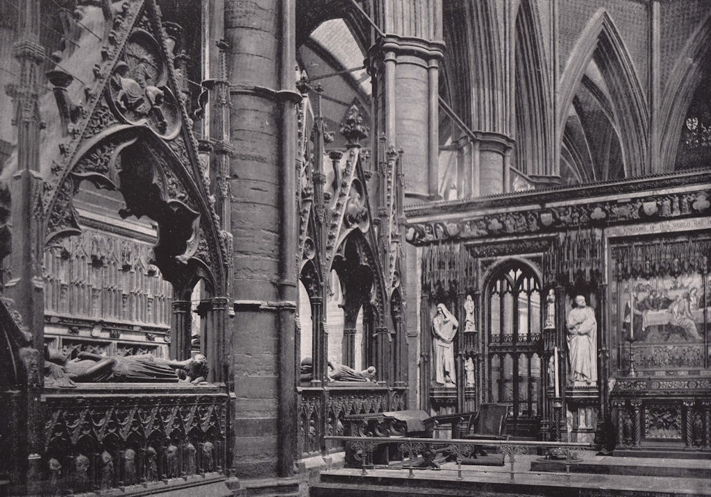 Associate Product Westminster Abbey - Crusader's Tomb and Reredos. London 1896 old antique print
