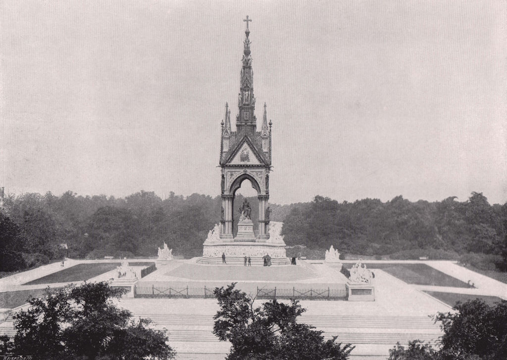 Hyde Park - The Albert Memorial. London 1896 old antique vintage print picture
