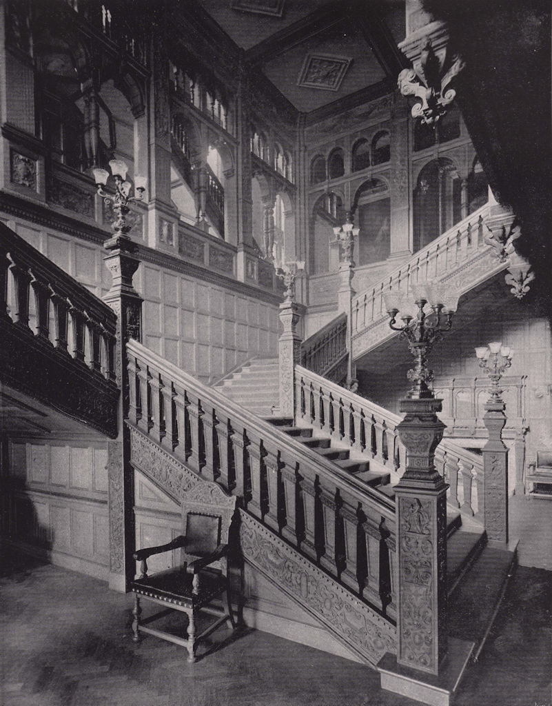 Grocers' Hall - The Staircase. London 1896 old antique vintage print picture