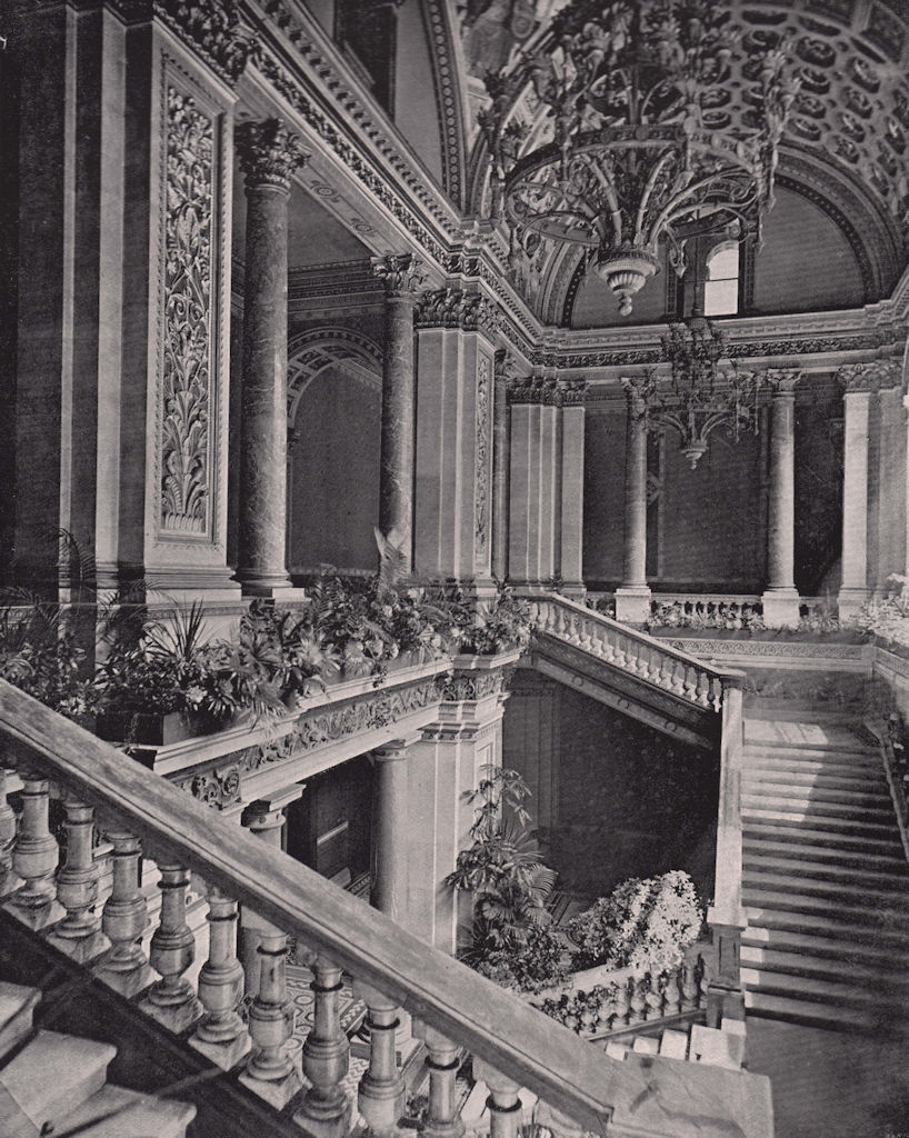 The Foreign office - the staircase. London 1896 old antique print picture