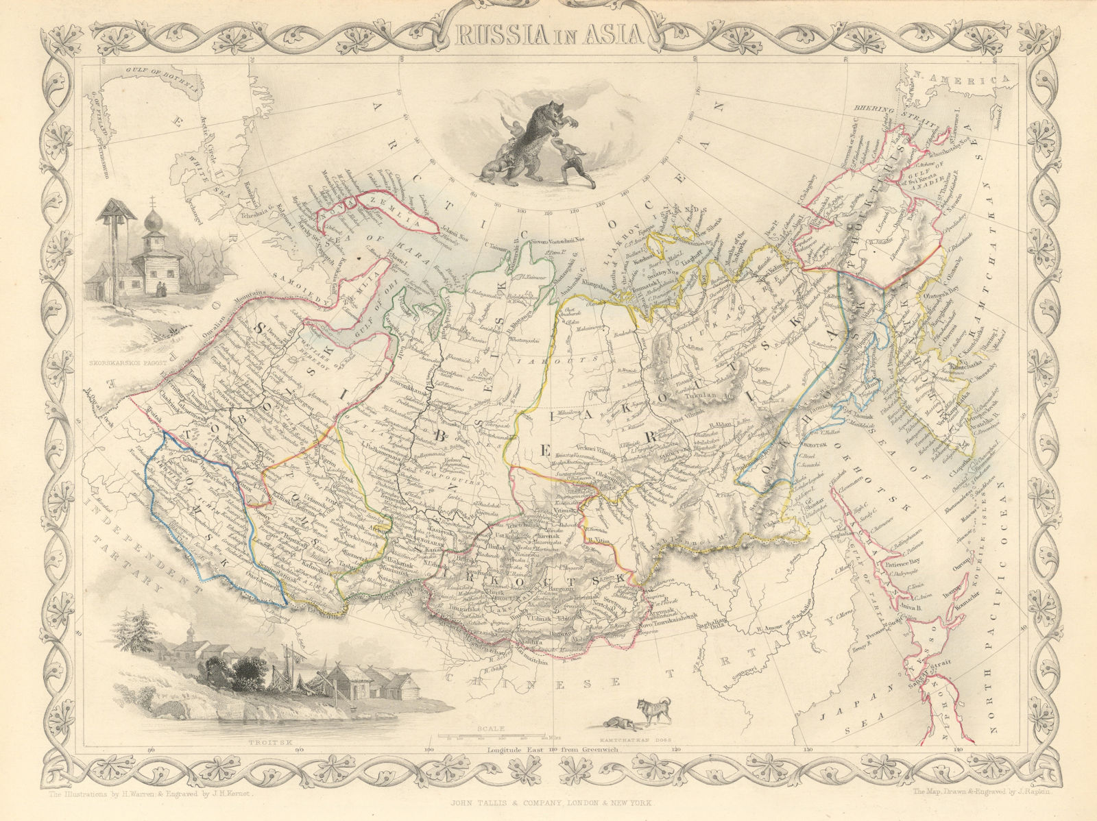 RUSSIA IN ASIA. Siberia Urals Far East. Troitsk view. RAPKIN/TALLIS 1851 map