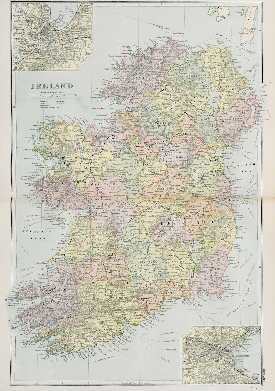 Associate Product IRELAND. inset Belfast & Dublin. BACON 1900 old antique vintage map plan chart