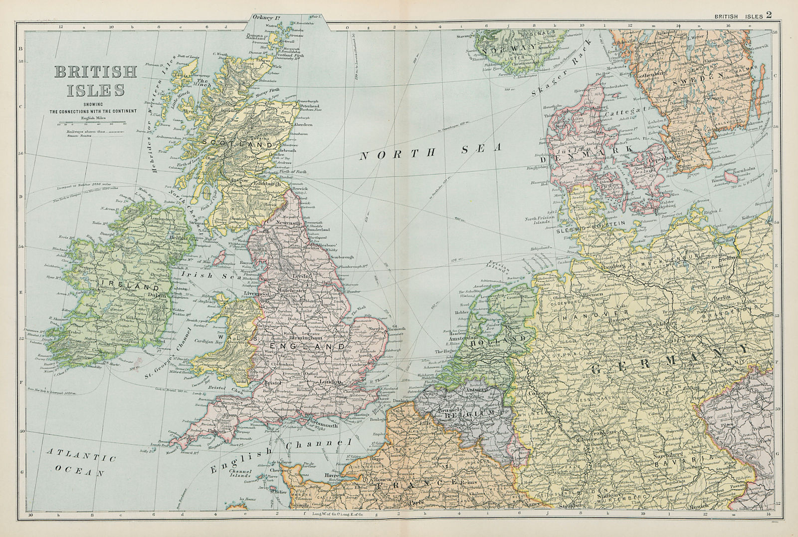 Associate Product BRITISH ISLES & NORTHERN EUROPE. Benelux Germany Denmark. BACON 1900 old map