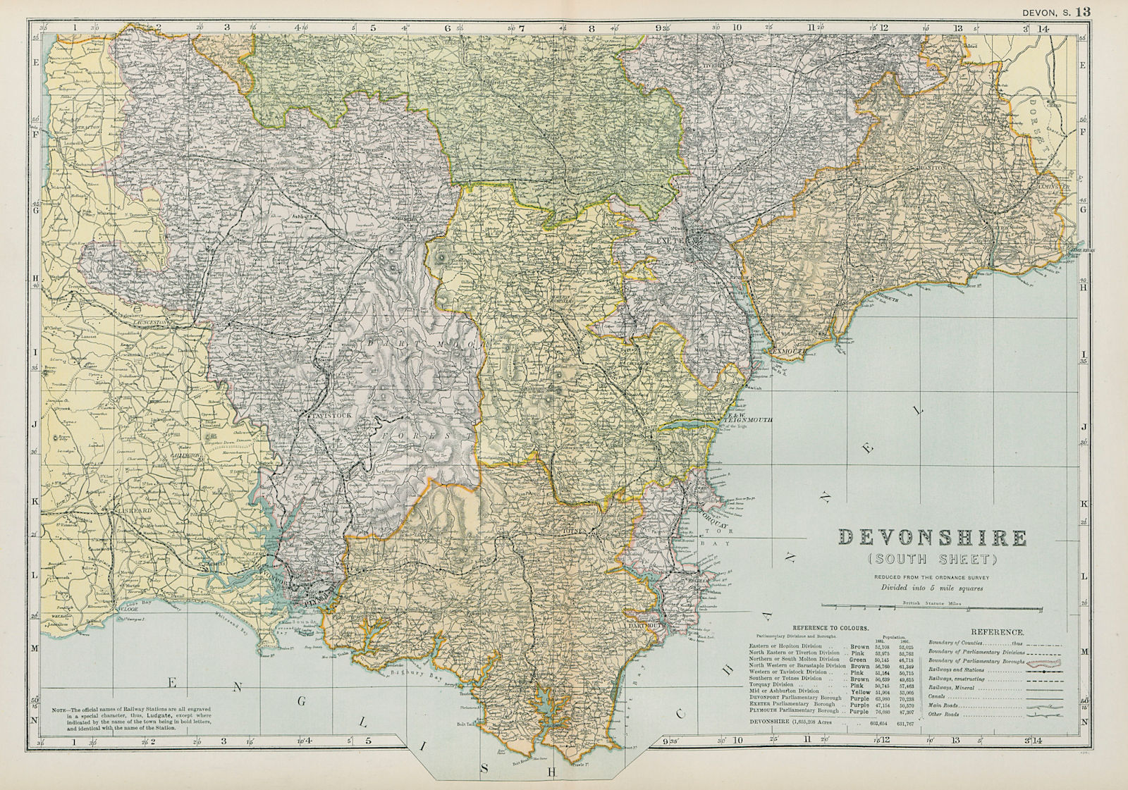 DEVONSHIRE (SOUTH) . Parliamentary divisions. Parks. Devon. BACON 1900 old map