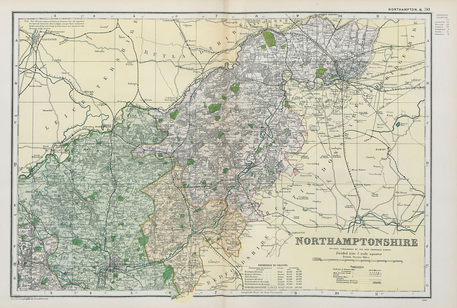 Associate Product NORTHAMPTONSHIRE (NORTH) . Constituencies, boroughs & parks. BACON 1900 map