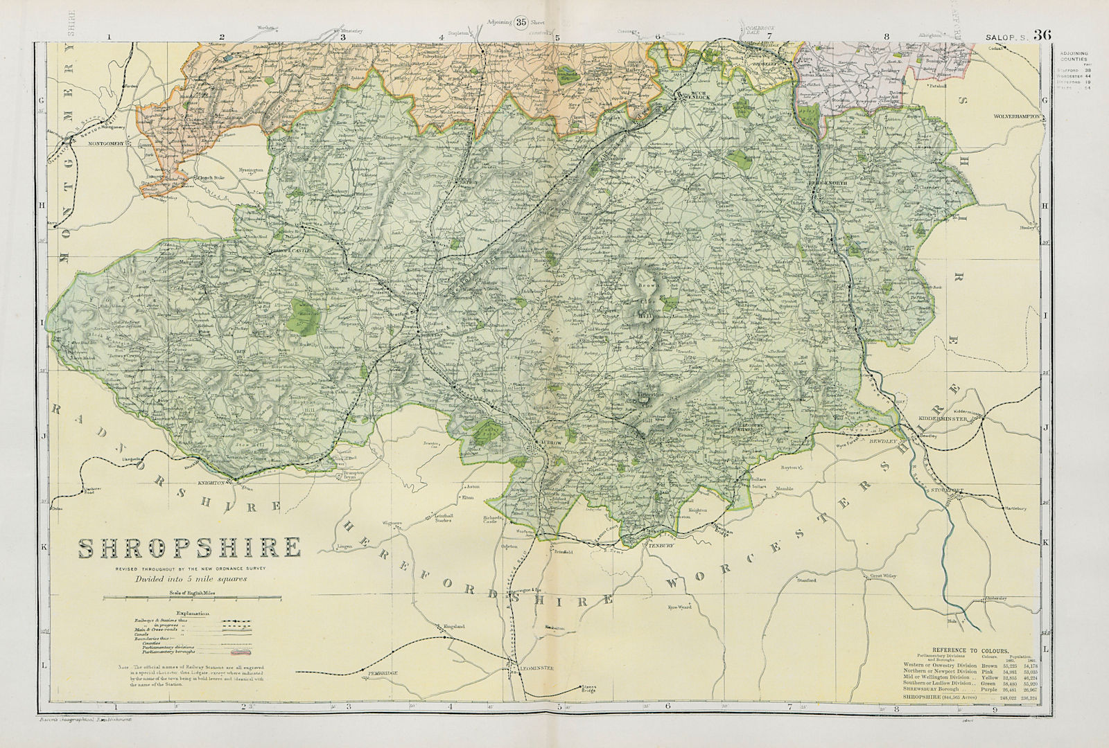 Associate Product SHROPSHIRE (SOUTH) . Showing Parliamentary divisions & parks. BACON 1900 map