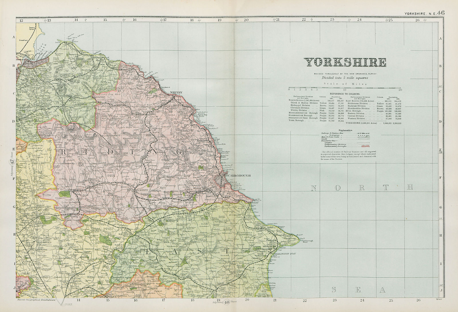 NORTH YORK MOORS. Yorkshire North East. Parliamentary divisions. BACON 1900 map