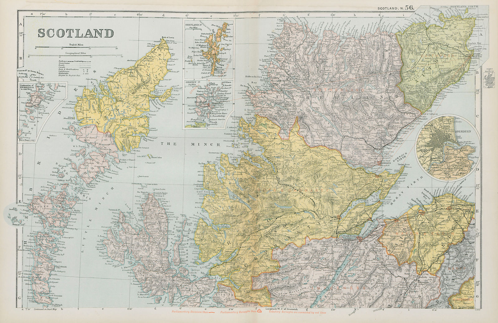 SCOTTISH HIGHLANDS & ISLANDS. Parliamentary divisions & boroughs. BACON 1900 map