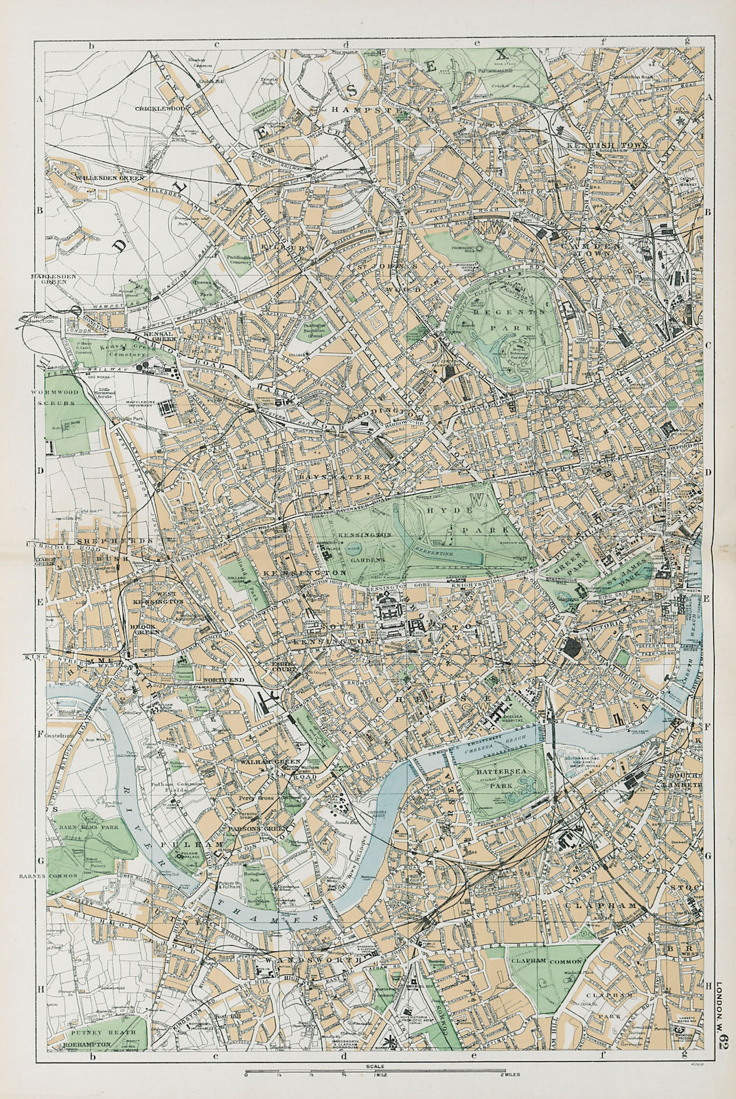 WEST LONDON. Westminster Kensington Chelsea Fulham Wandsworth. BACON 1900 map