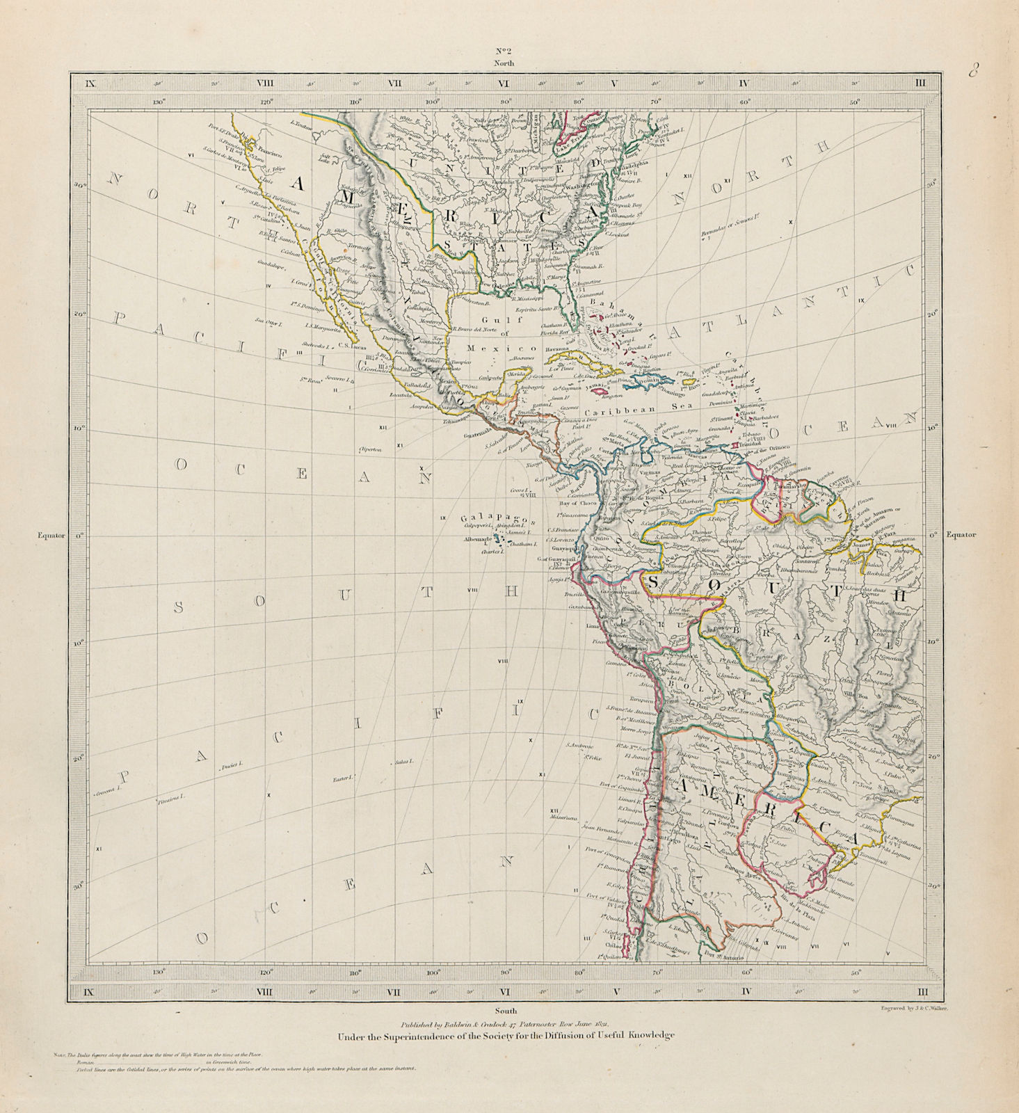 Associate Product AMERICAS Gnomonic Projection. Texas, Western US is Mexican SDUK 1844 old map
