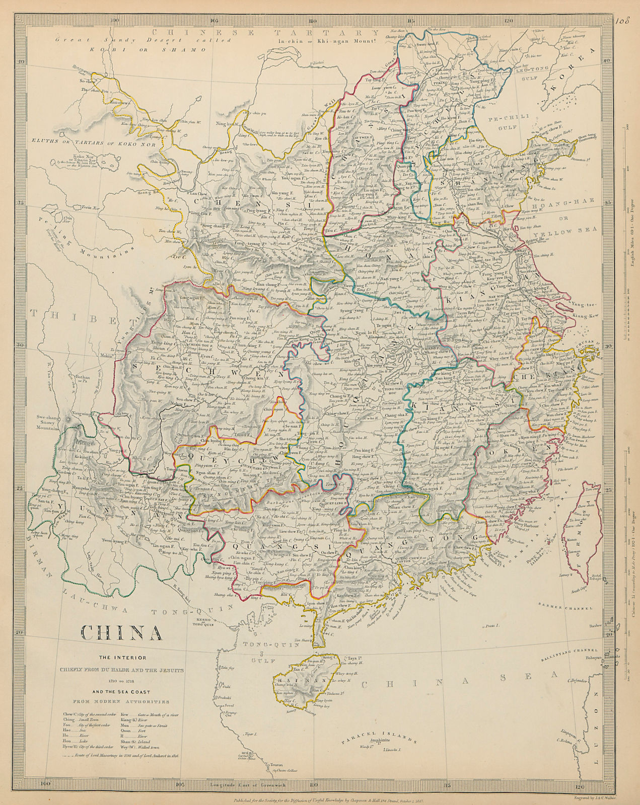 Associate Product CHINA From Du Halde & Jesuits. British Hong Kong. Taiwan Formosa SDUK 1844 map