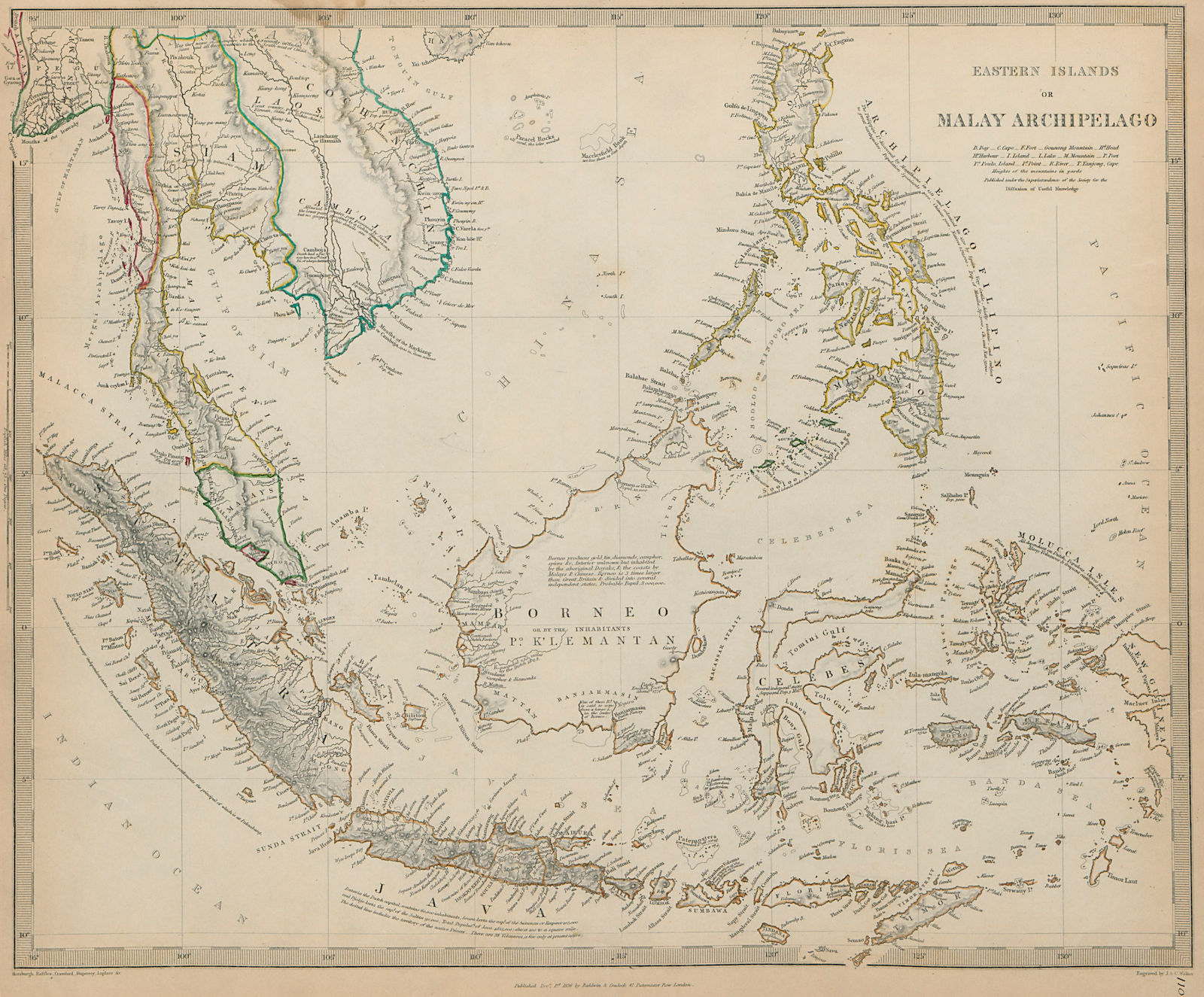 MALAY ARCHIPELAGO Indonesia Malaysia Philippines Indochina Indies SDUK 1844 map