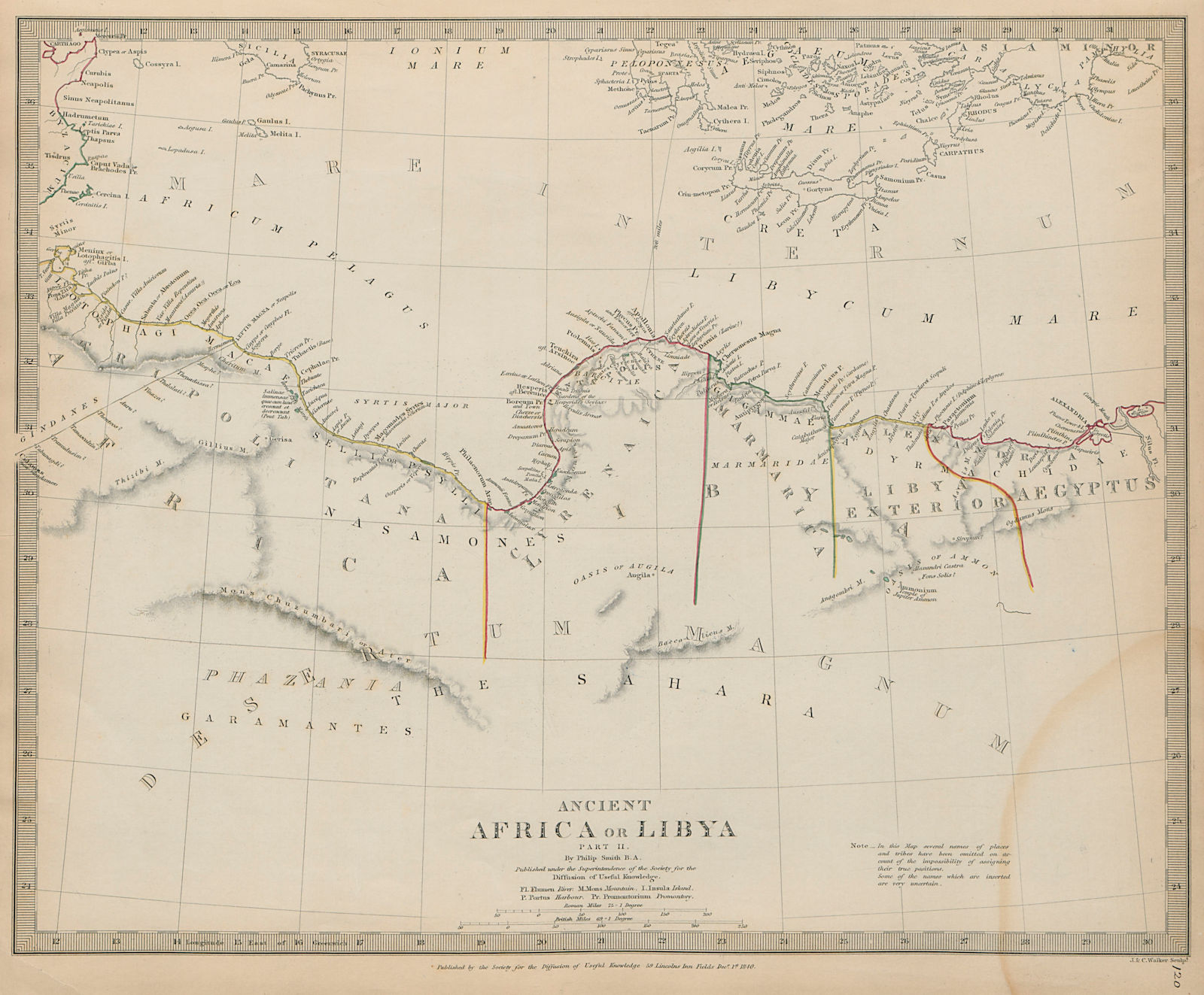 Associate Product ANCIENT NORTH AFRICA Syrtis Minor to Alexandria. Egypt & Libya. SDUK 1844 map