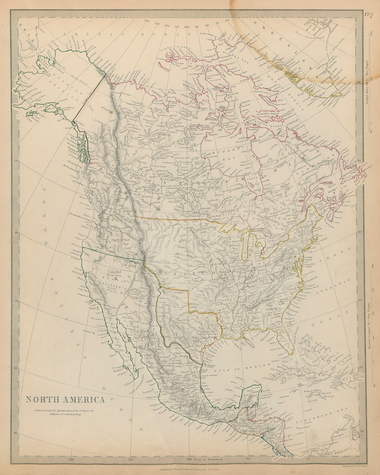 TEXAS REPUBLIC North America. Mexican California. Russian America. SDUK 1844 map