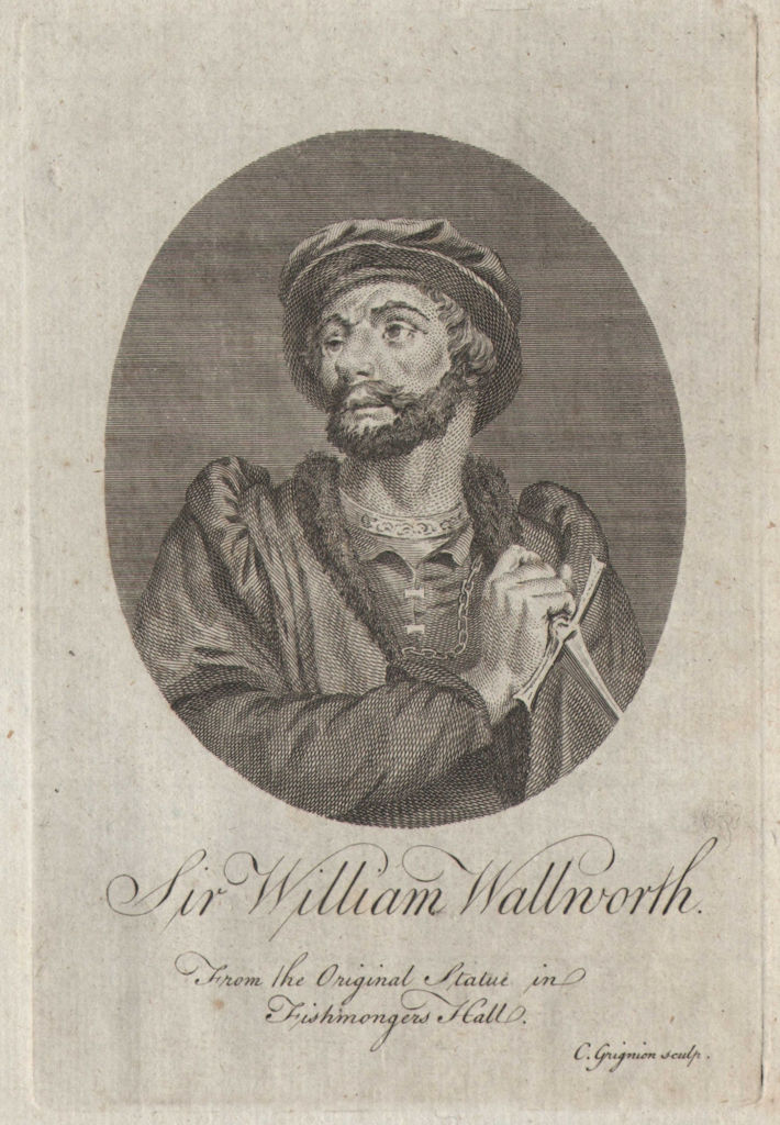 Sir William Wallworth, Lord Mayor of London. THORNTON 1784 old antique print