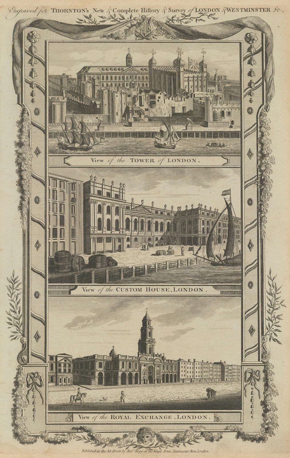 Tower of London. Custom House. Royal Exchange. City of London. THORNTON 1784